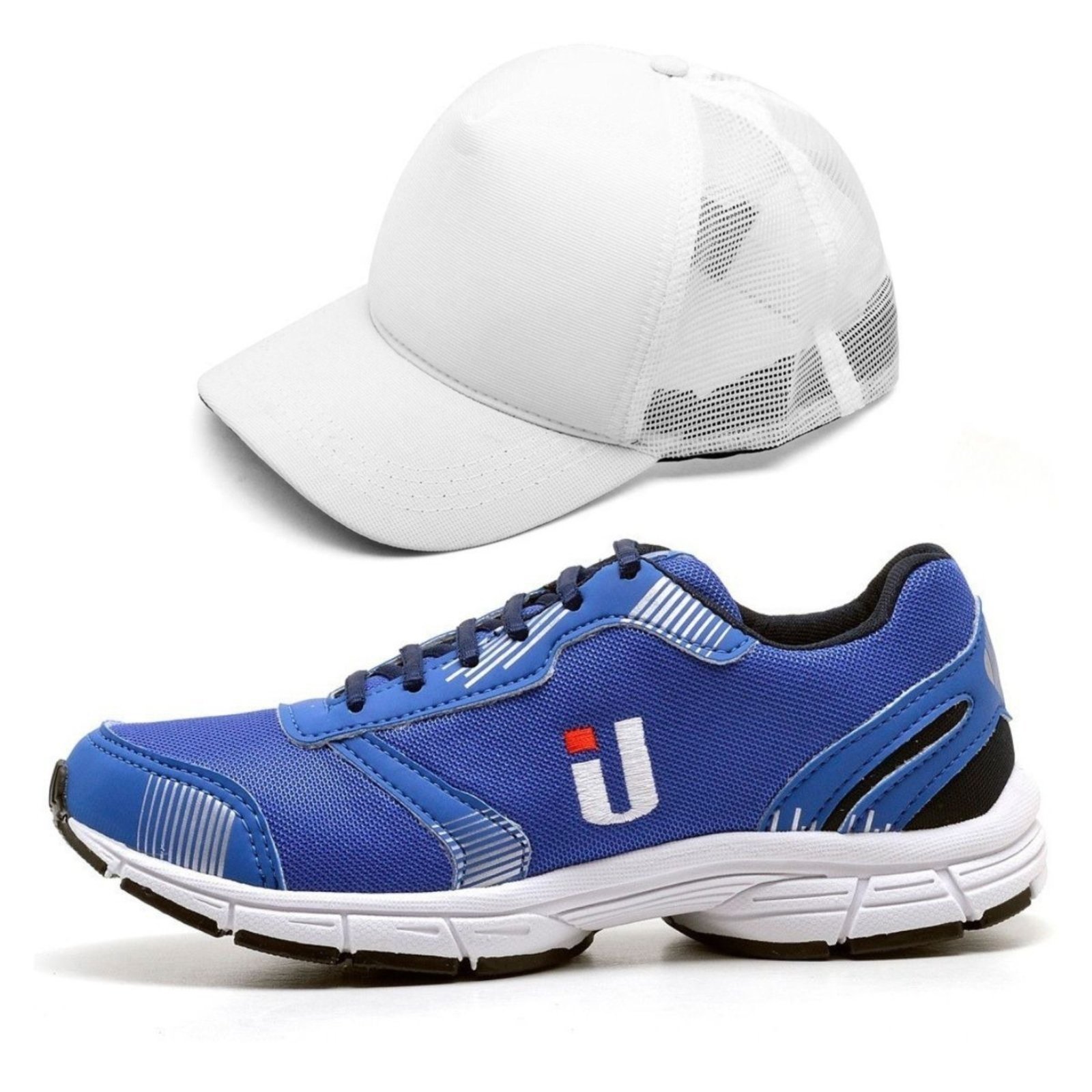 Tênis Masculino Esportivo Izabella Helena Academia Treino Confortável Leve com Boné Combo Azul