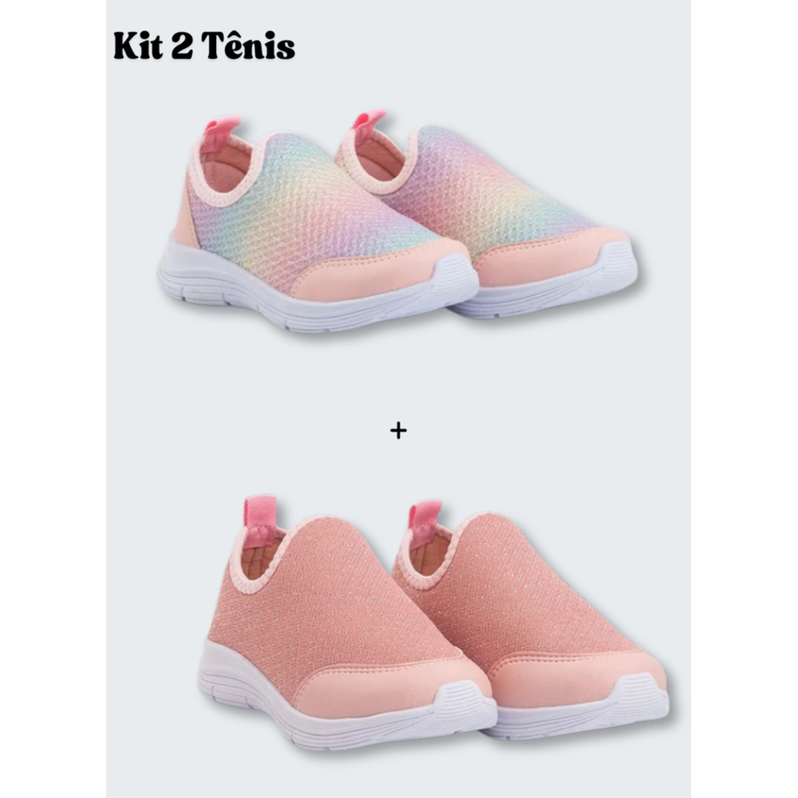 Infantil - Kit 2 Pares De Tênis Menina Molekada Menina Slip On