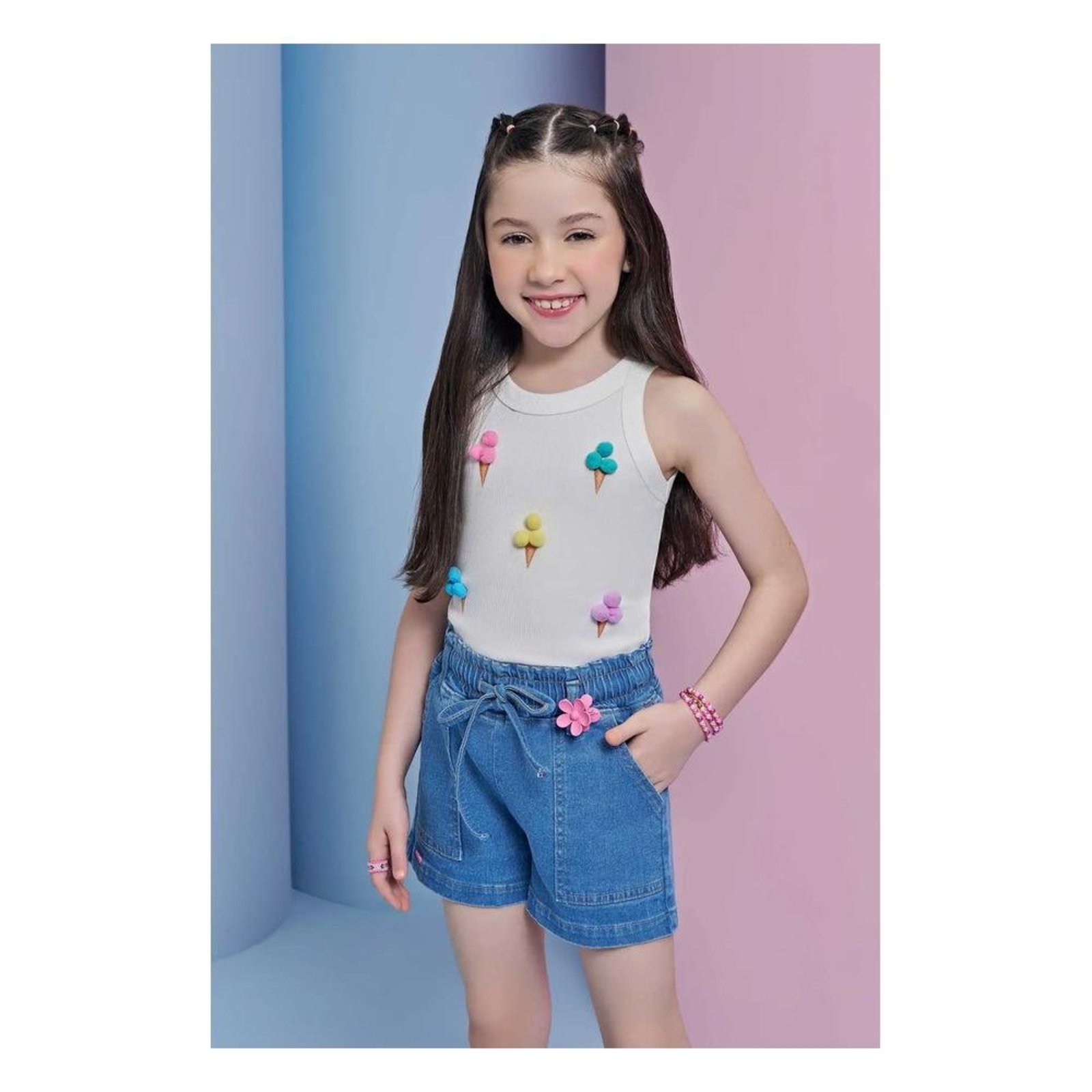 Infantil - Regata Menina Estampado Infanti 2 Branco