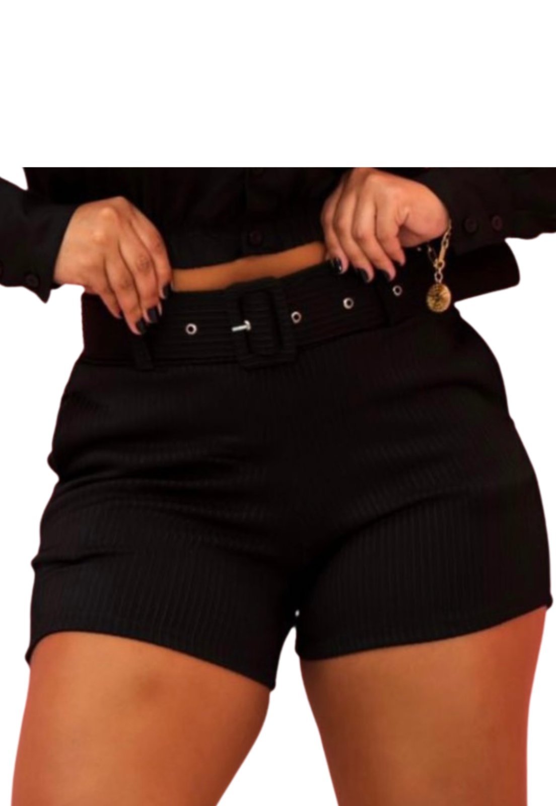 Shorts Summer Body cinto canelado confort bolso Preto