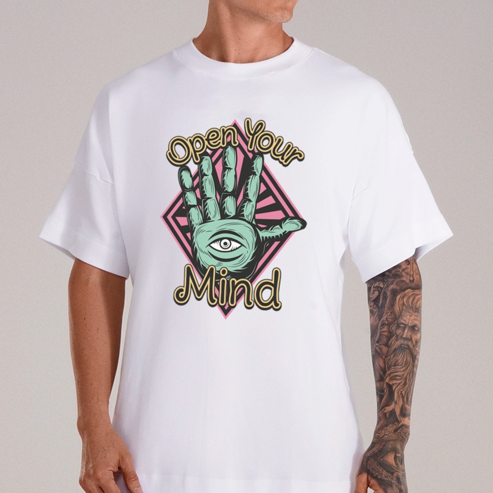 Vista 2 Camiseta Ousy Open Your Mind Oversized Unissex marrom ousy marrom