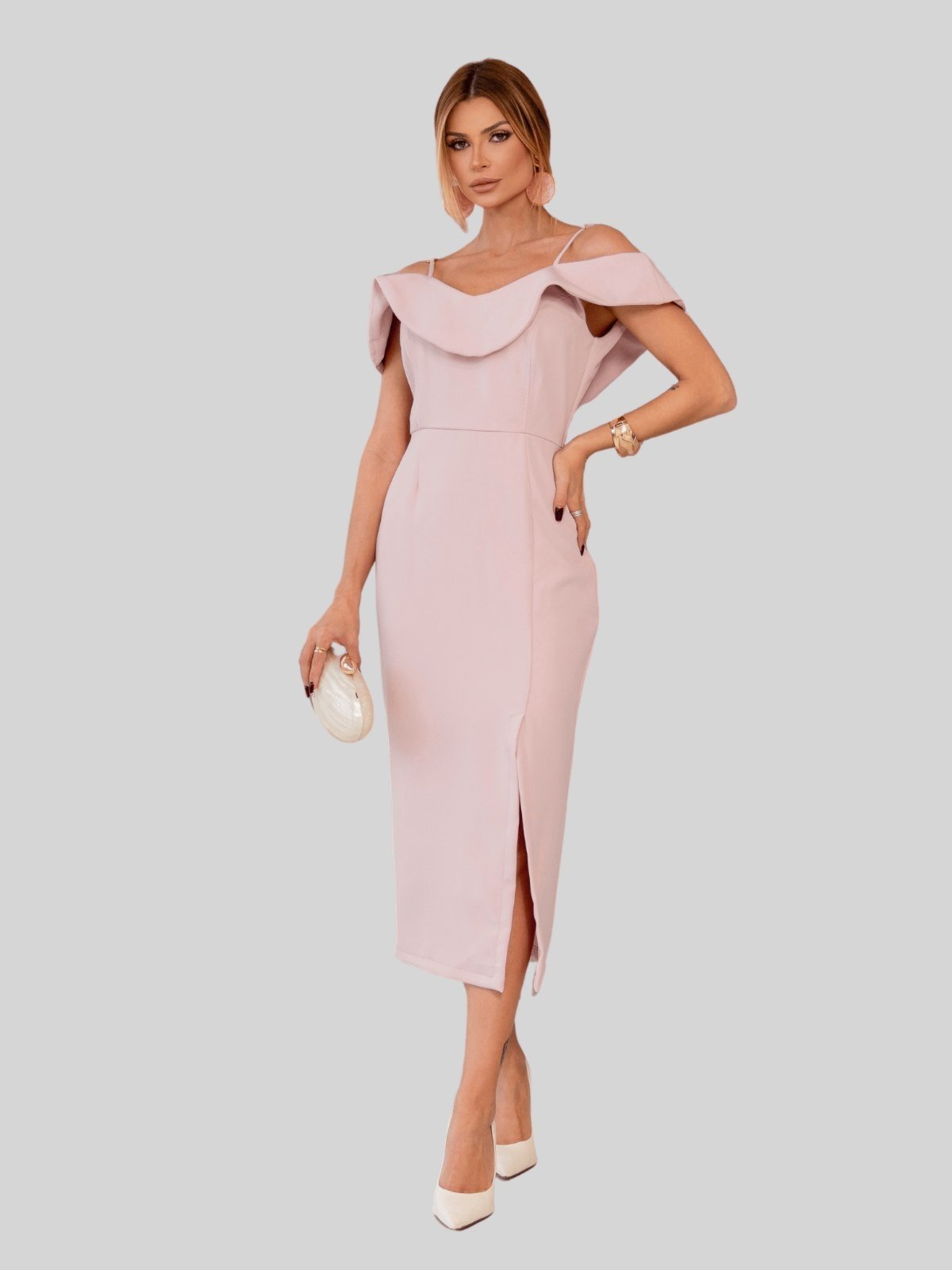 Vestido Miss e Misses Aurora MD C/Alca Fenda C/Babado Rosa
