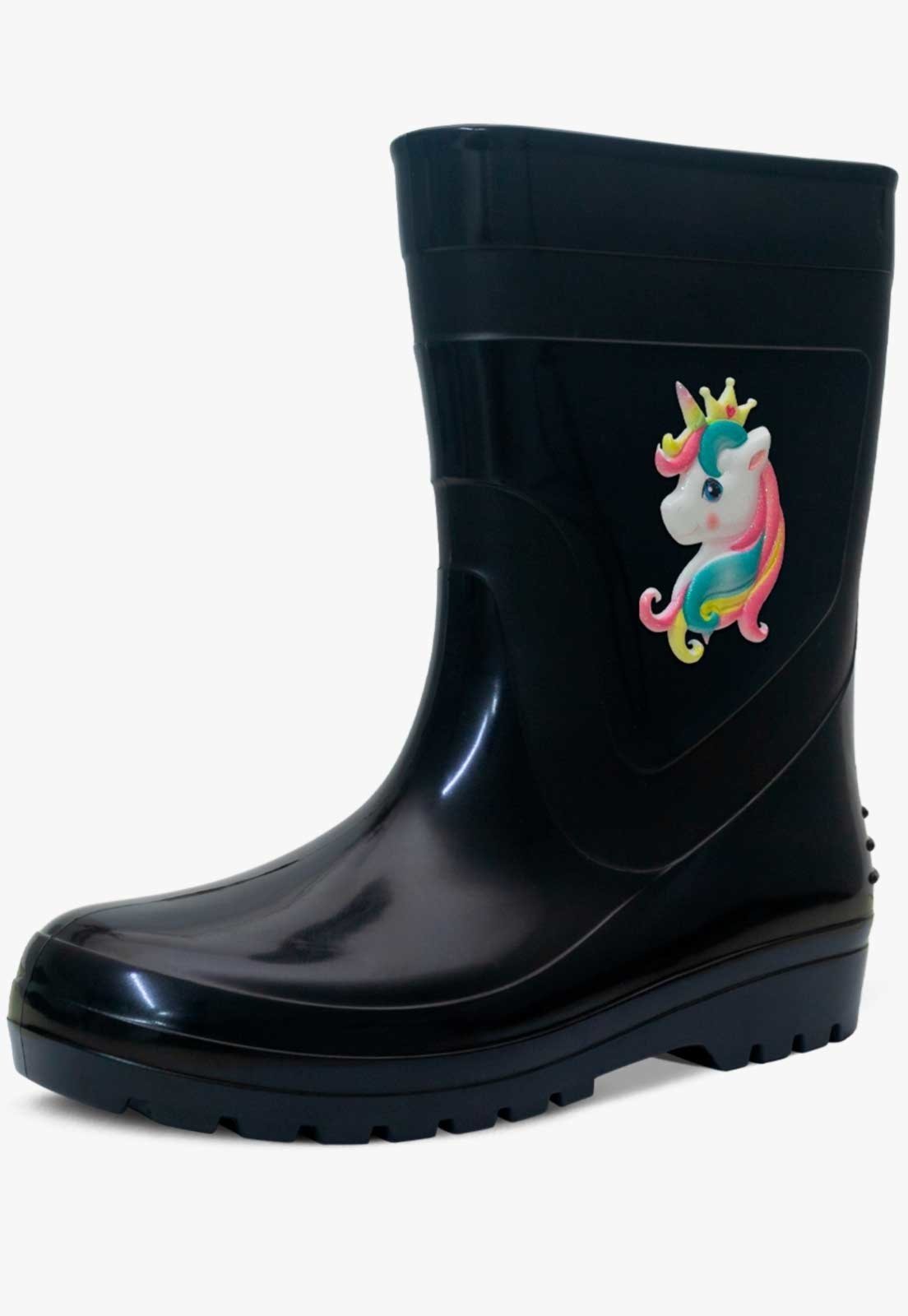 Vista 3 Infantil - Kit Galocha Unicórnio Bolsa e Tiara Colorida Pópidi preto Pópidí preto