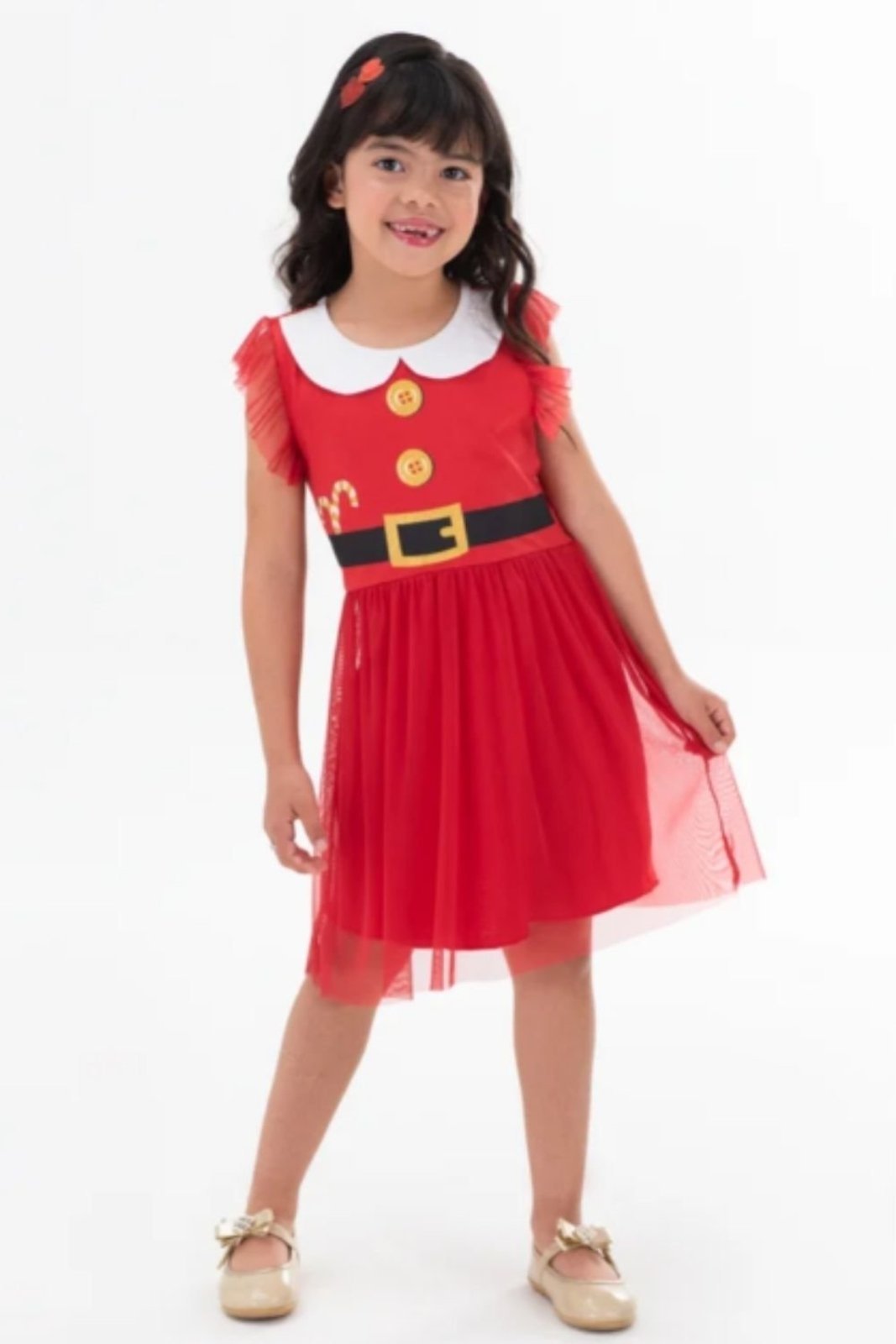 Infantil – Vestido Bem Vestir Fantasia Natal Tule Vermelho
