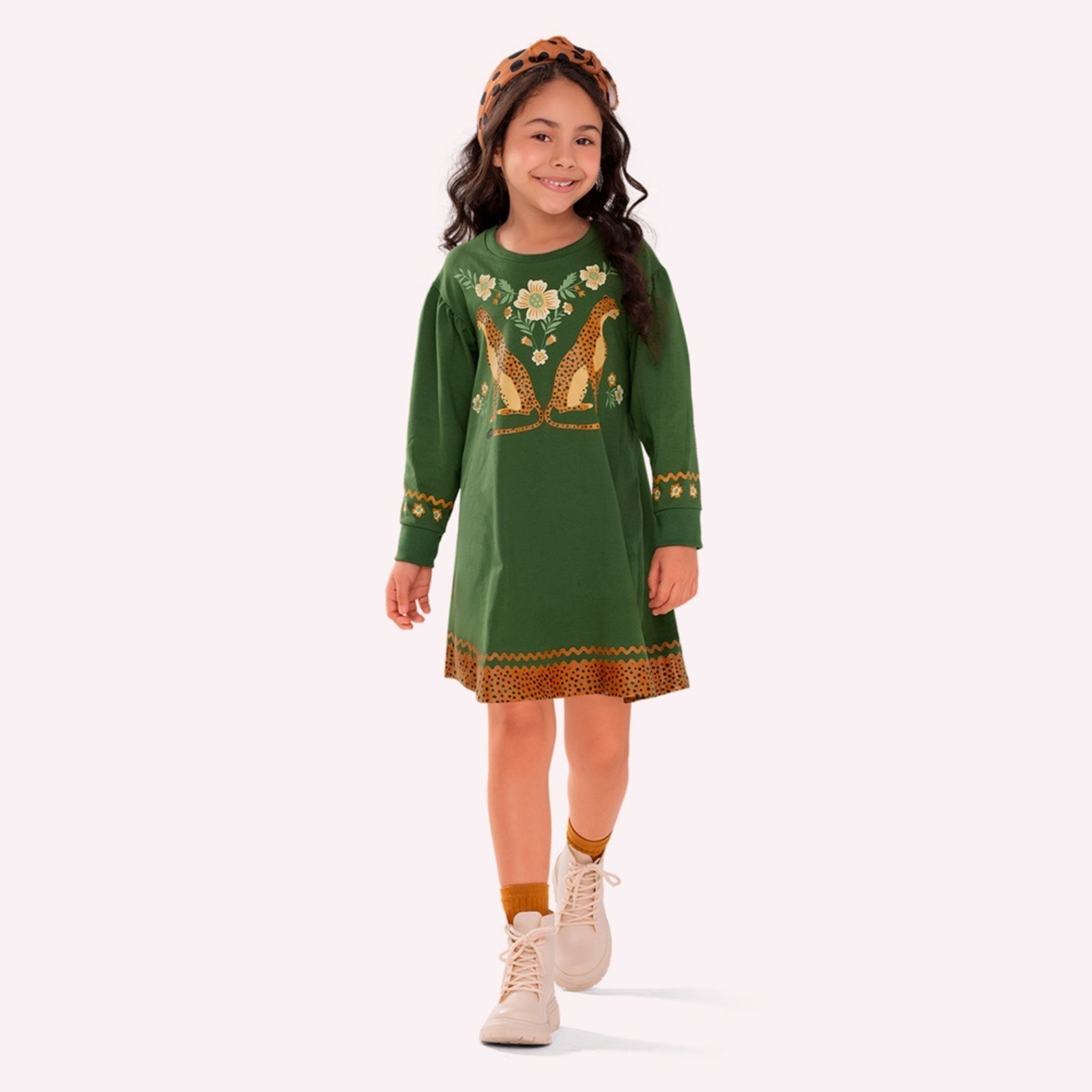 Infantil - Vestido Menina Onças Nanai