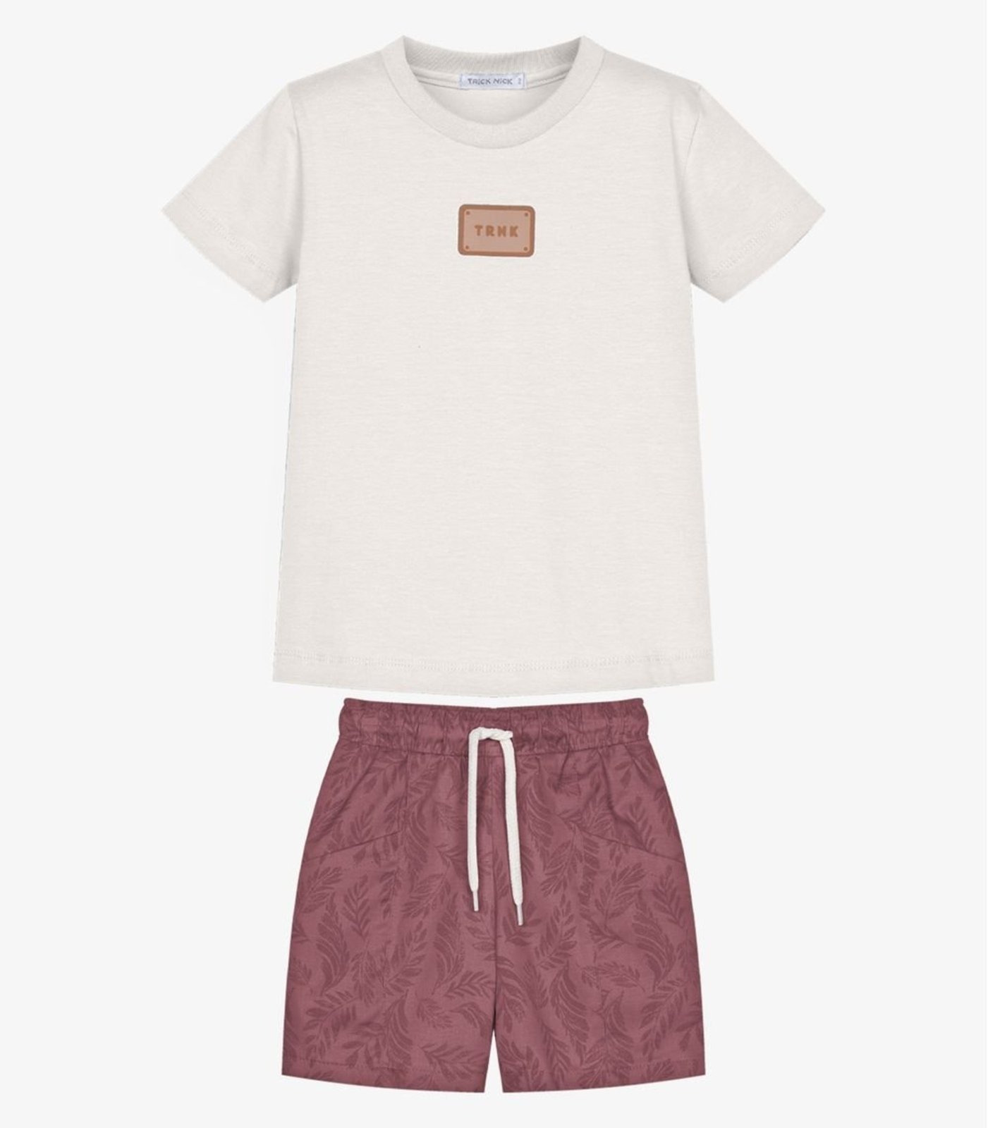 Infantil - Conjunto Camiseta Cotton Com Bermuda Trick Nick Bege