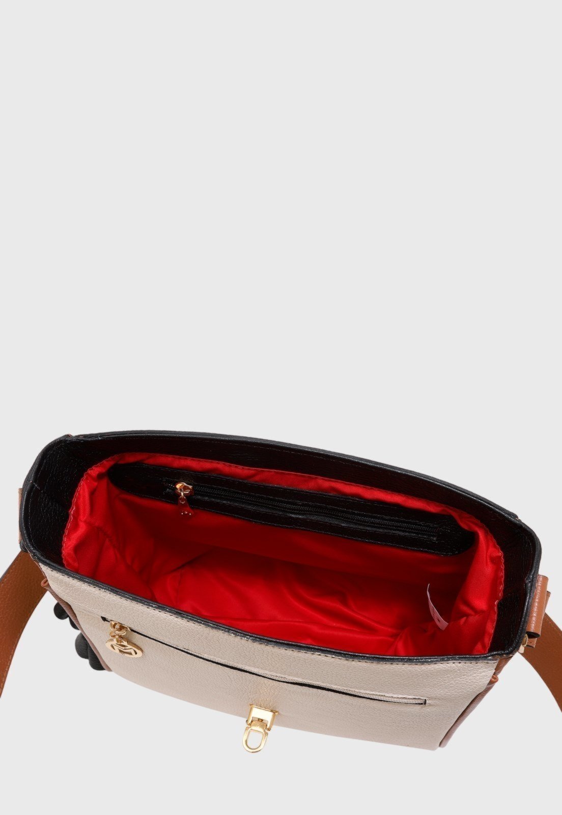 Vista 3 Bolsa Transversal Couro Mariart Âmbar Off White/Camel/Preta caramelo/off-white/preto white Mariart caramelo/off-white/preto white