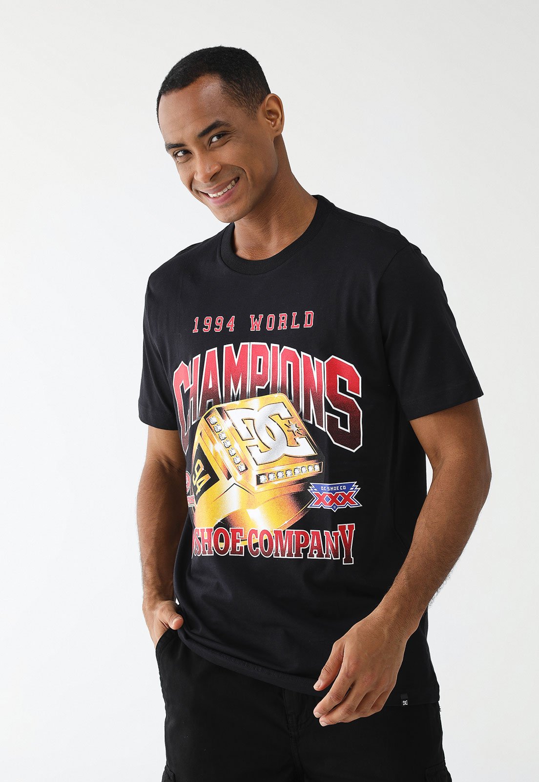 Camiseta DC Shoes Reta Estampada Preta