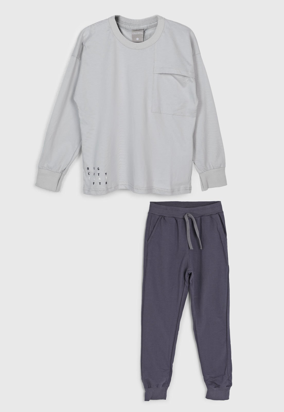 Infantil - Conjunto Colorittá Blusa Manga Longa e Calça Cinza