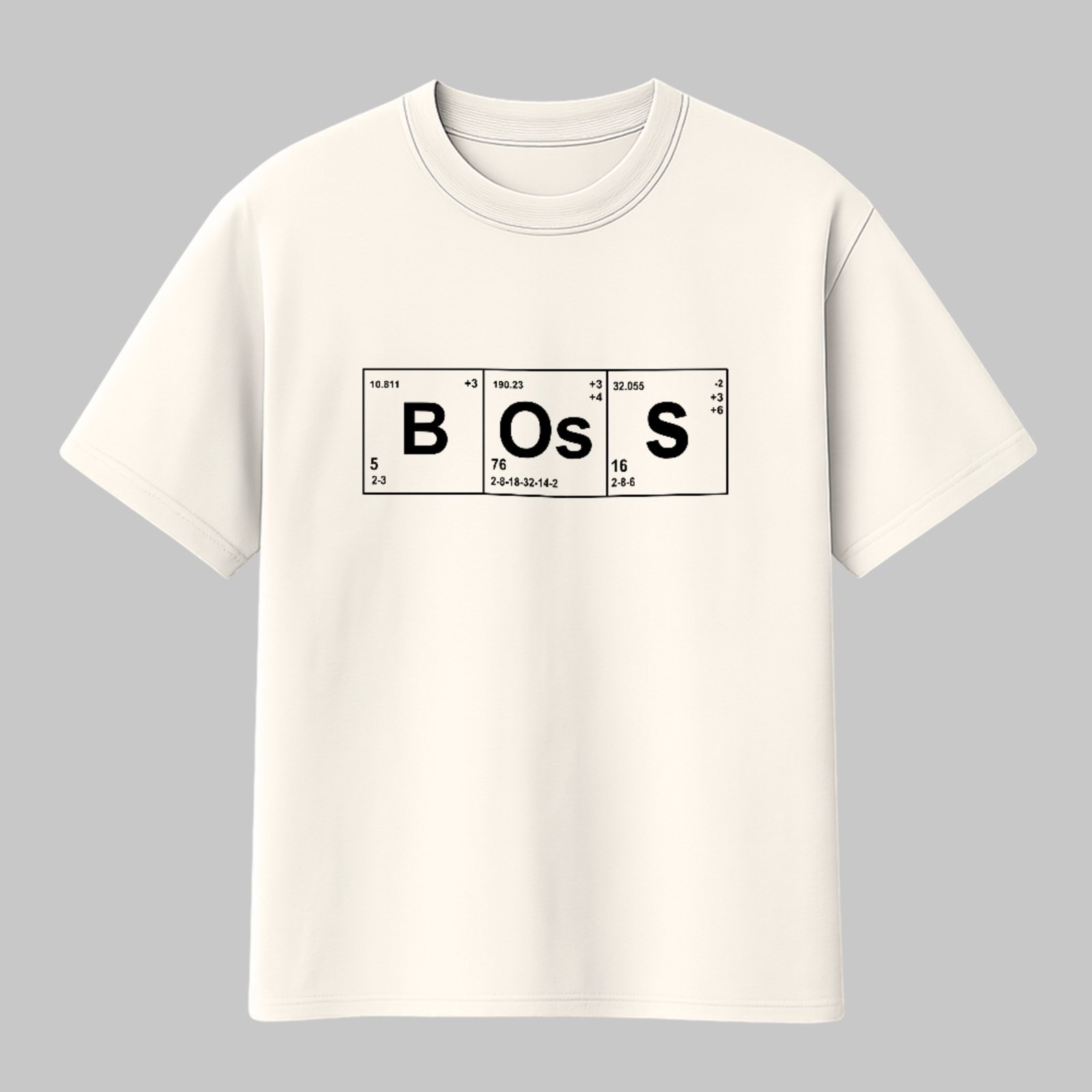 Camiseta Básica Boss Química Estilo Tabela Periódica Funny Off White