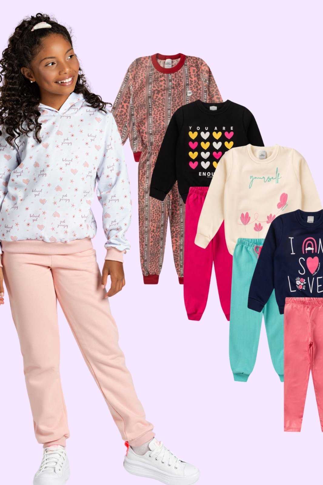 Vista 3 Infantil - Kit Sortido 4 Peças de Roupas Infantis Menina Inverno- 2 Casacos + 2 Calças VIDA COSTEIRA multicolorido VIDA COSTEIRA multicolorido