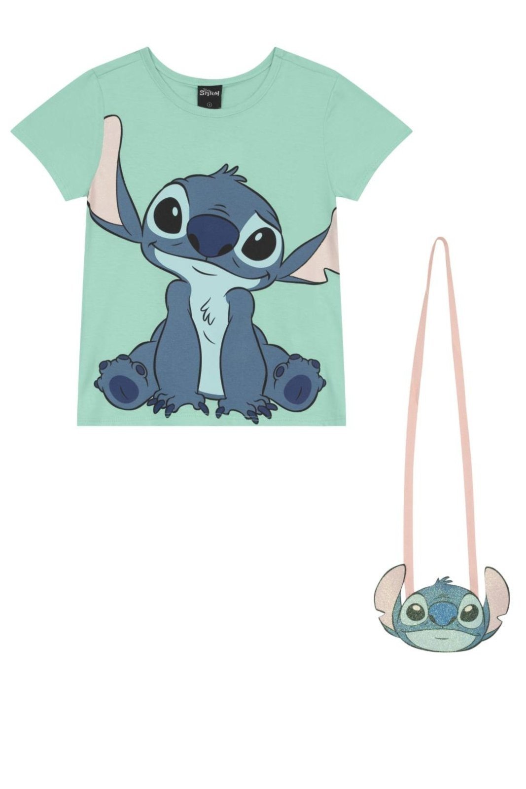 Vista 3 Infantil - Blusa menina do Stitch com bolsinha Brandili azul Brandili azul