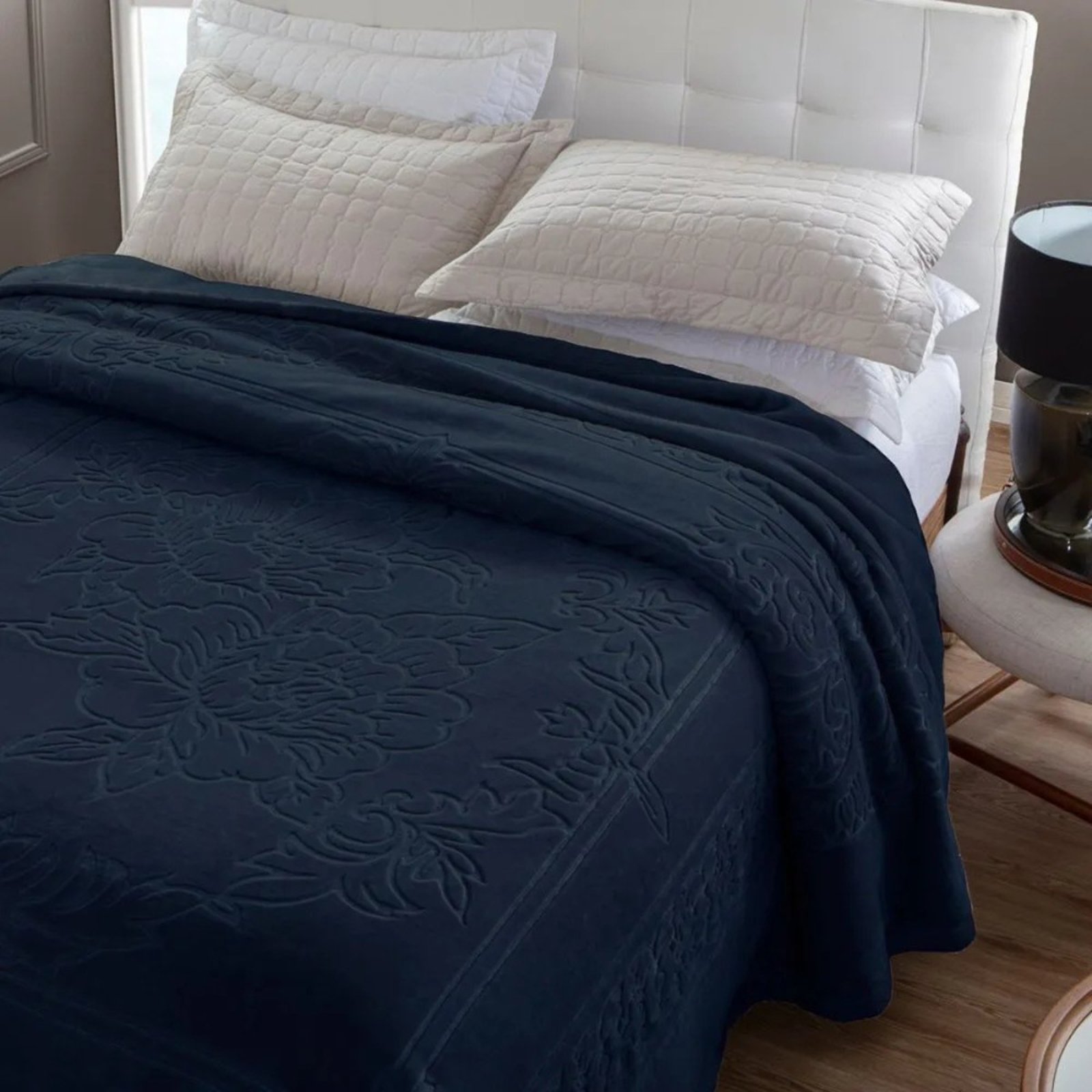 Cobertor King Alto Relevo Grosso Inverno LK 7SE Jolitex Azul Marinho