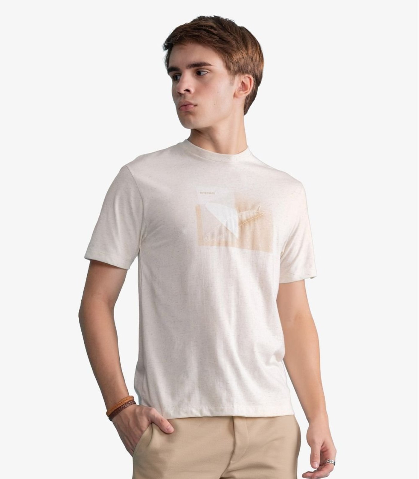 Infantil - Camiseta Masculina Meia Malha Com Estampa Minty Bege
