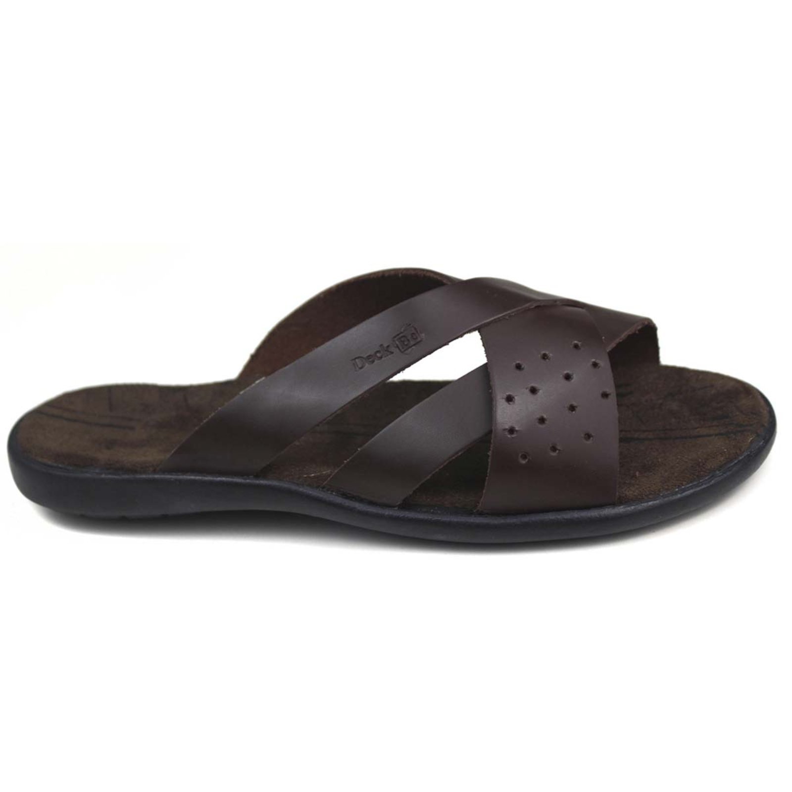 Chinelo Masculino Herlim Em Couro Anatômico Confortável Macio Café