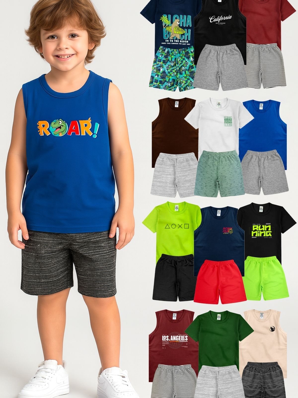 Infantil - Kit Sortido 10 Peças 5 Conjuntos de Verão Menino - Look