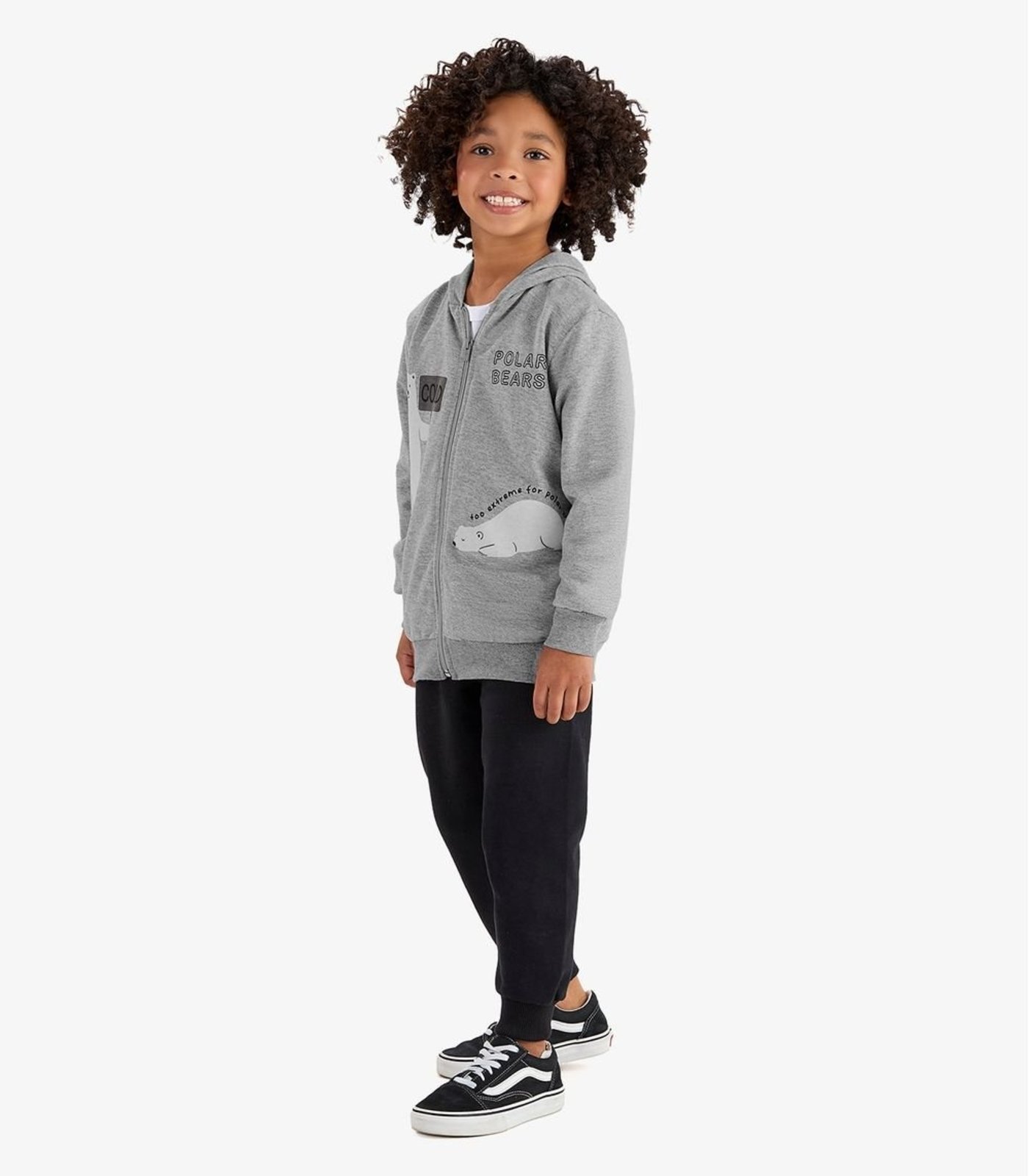 Infantil - Conjunto Jaqueta Capuz e Calça Moletom Rovi Cinza