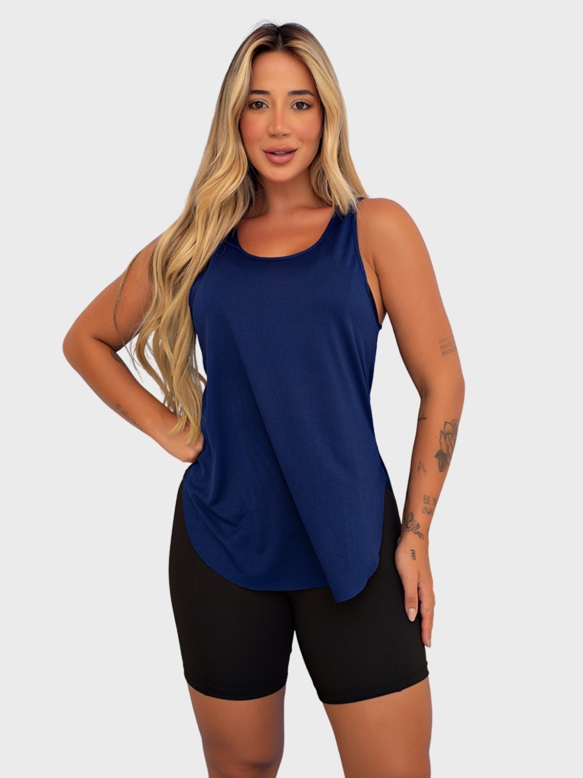Regata Fitness Tarelles Dry Fit Tapa Bumbum Azul Marinho