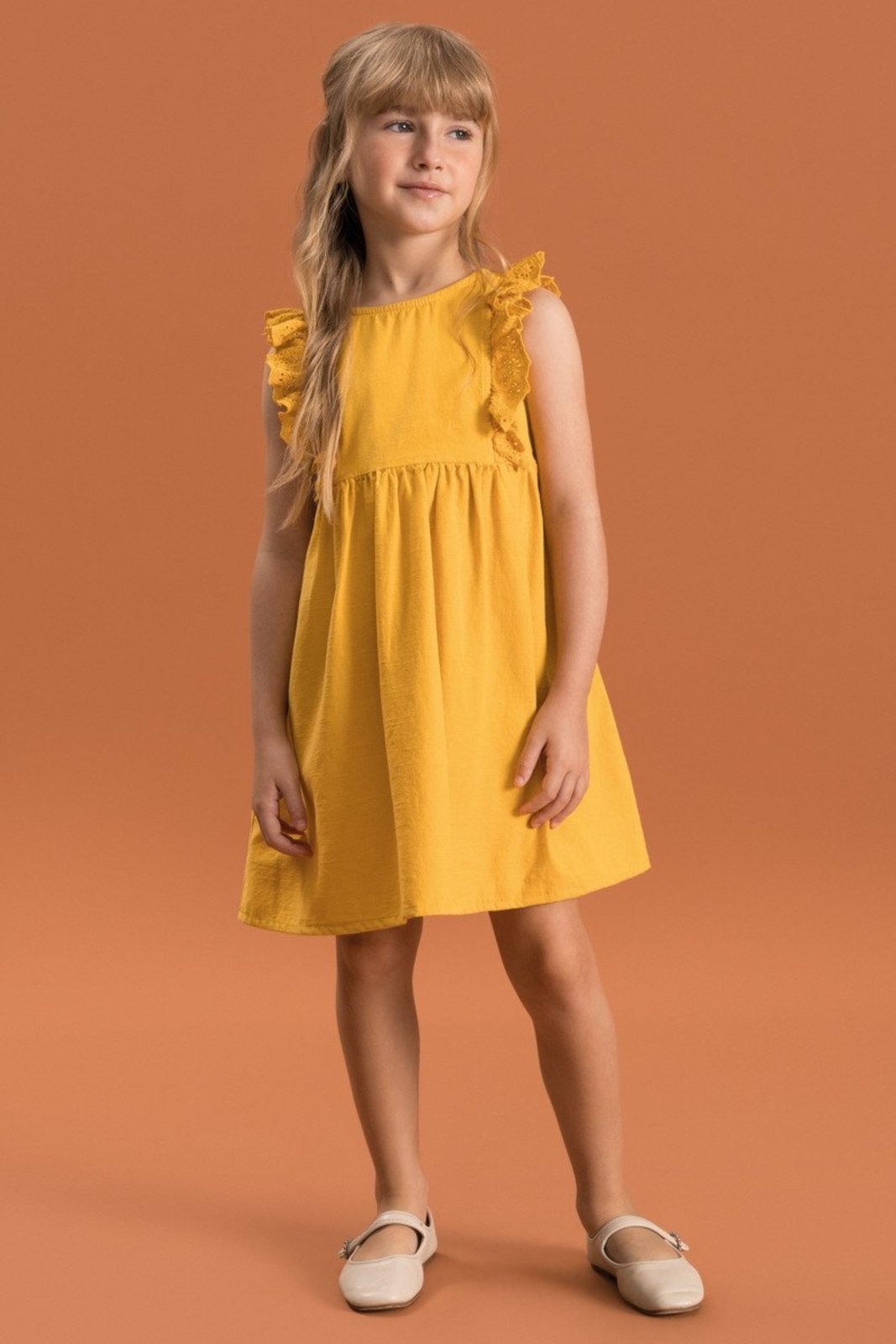 Infantil - Vestido Bugbee Liso de Algodão com Lyocel