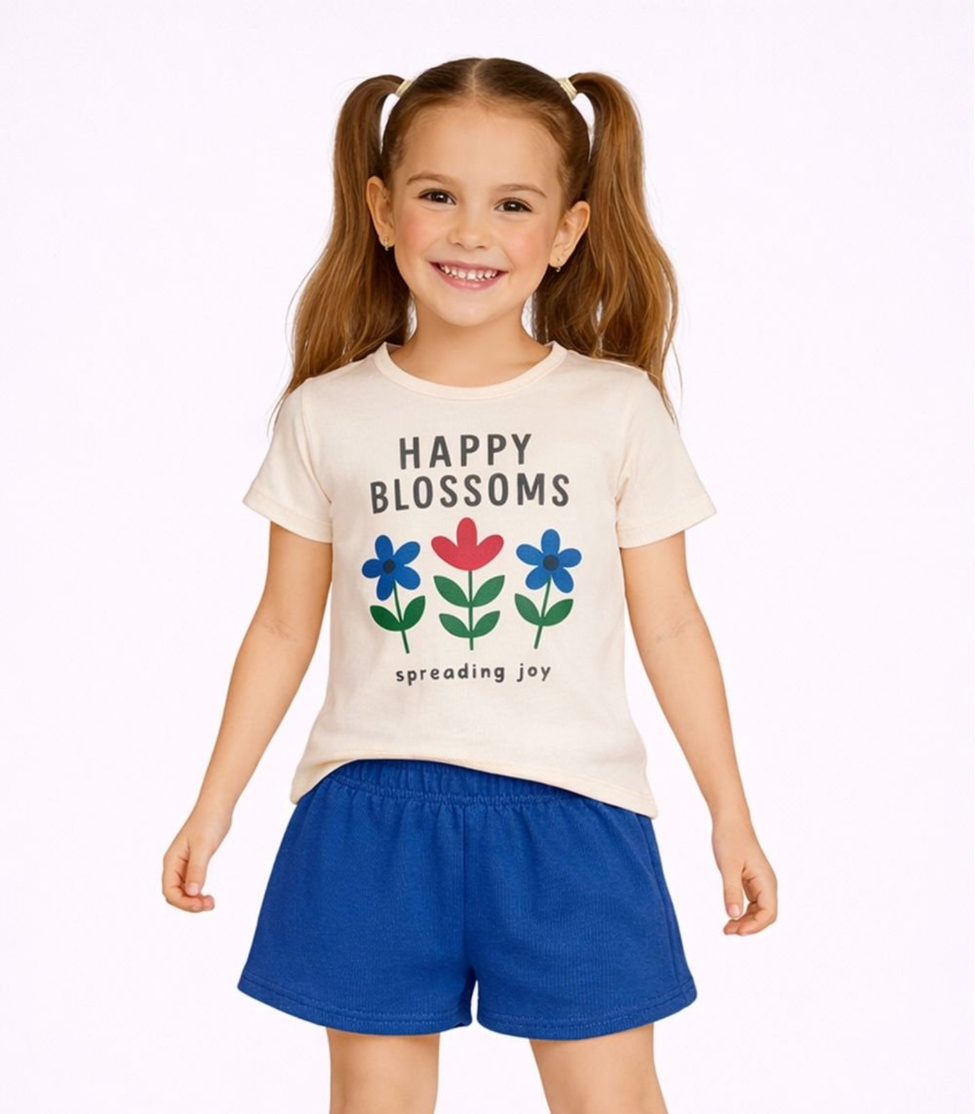 Infantil - Conjunto Menina Blusa Estampada e Short Select Azul