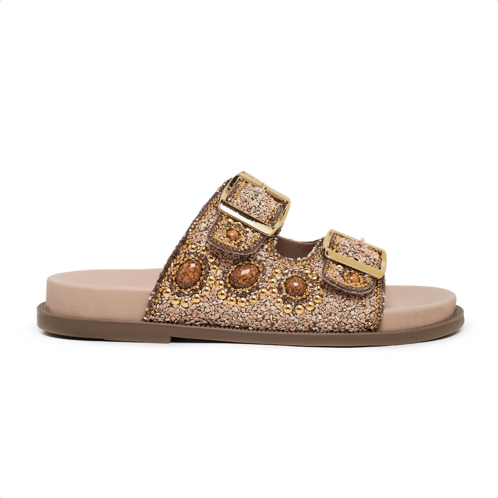 Papete Feminina Amarena Pedraria Cascalho Bronze