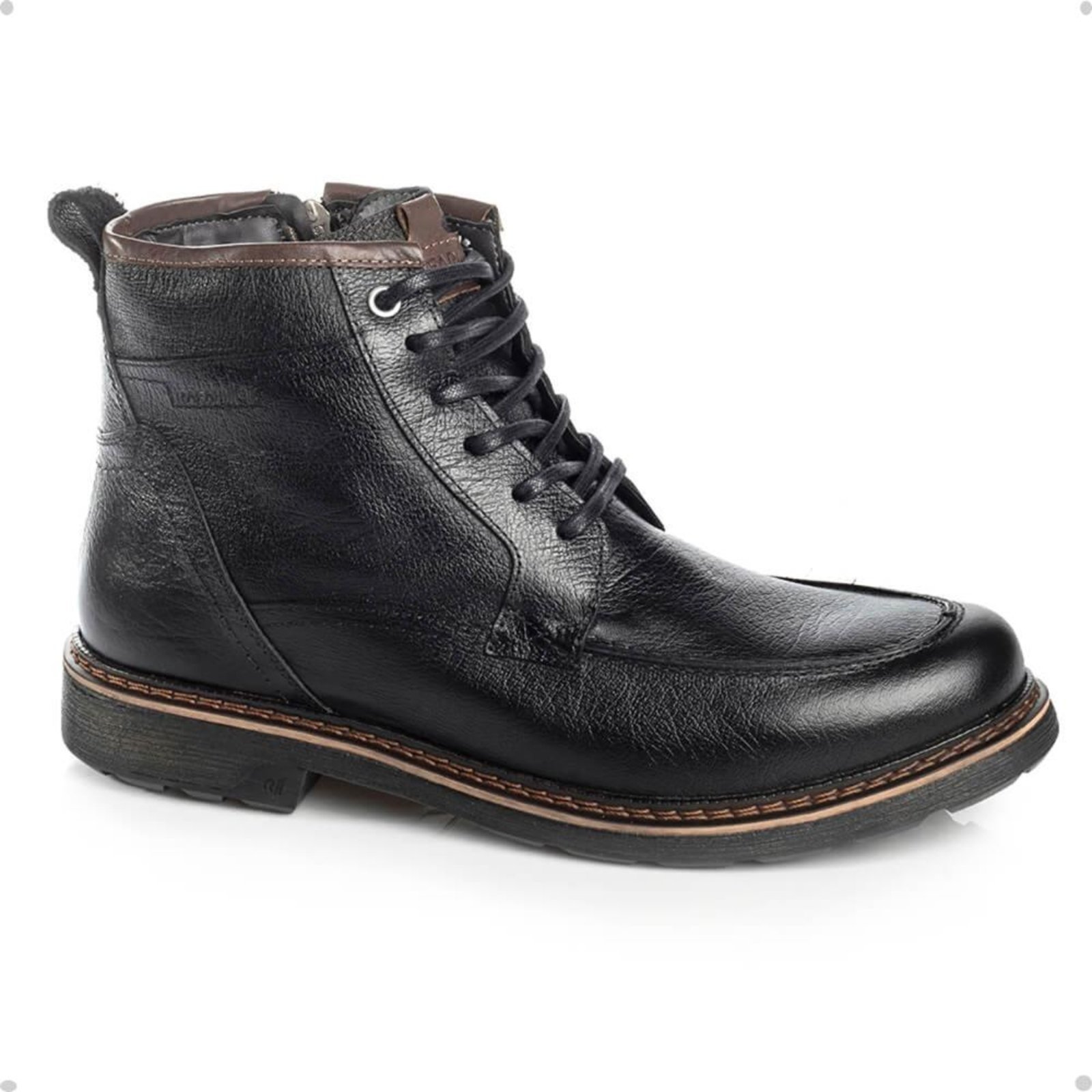 Bota Coturno Masculina Rafarillo Couro Aumenta Altura Lisa Preto
