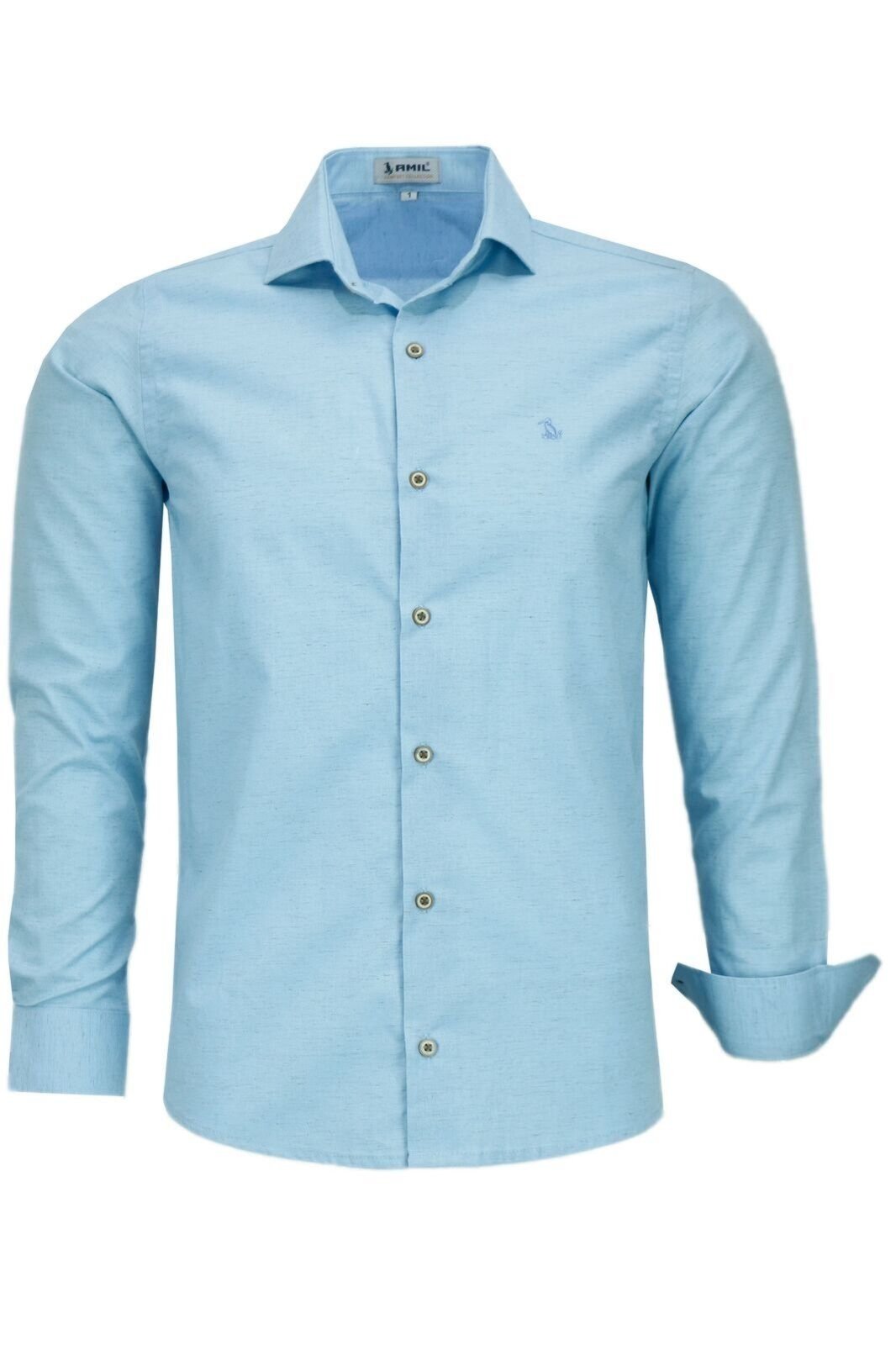 Camisa Social Amil Manga Longa Algodão, Linho E Viscose 1809