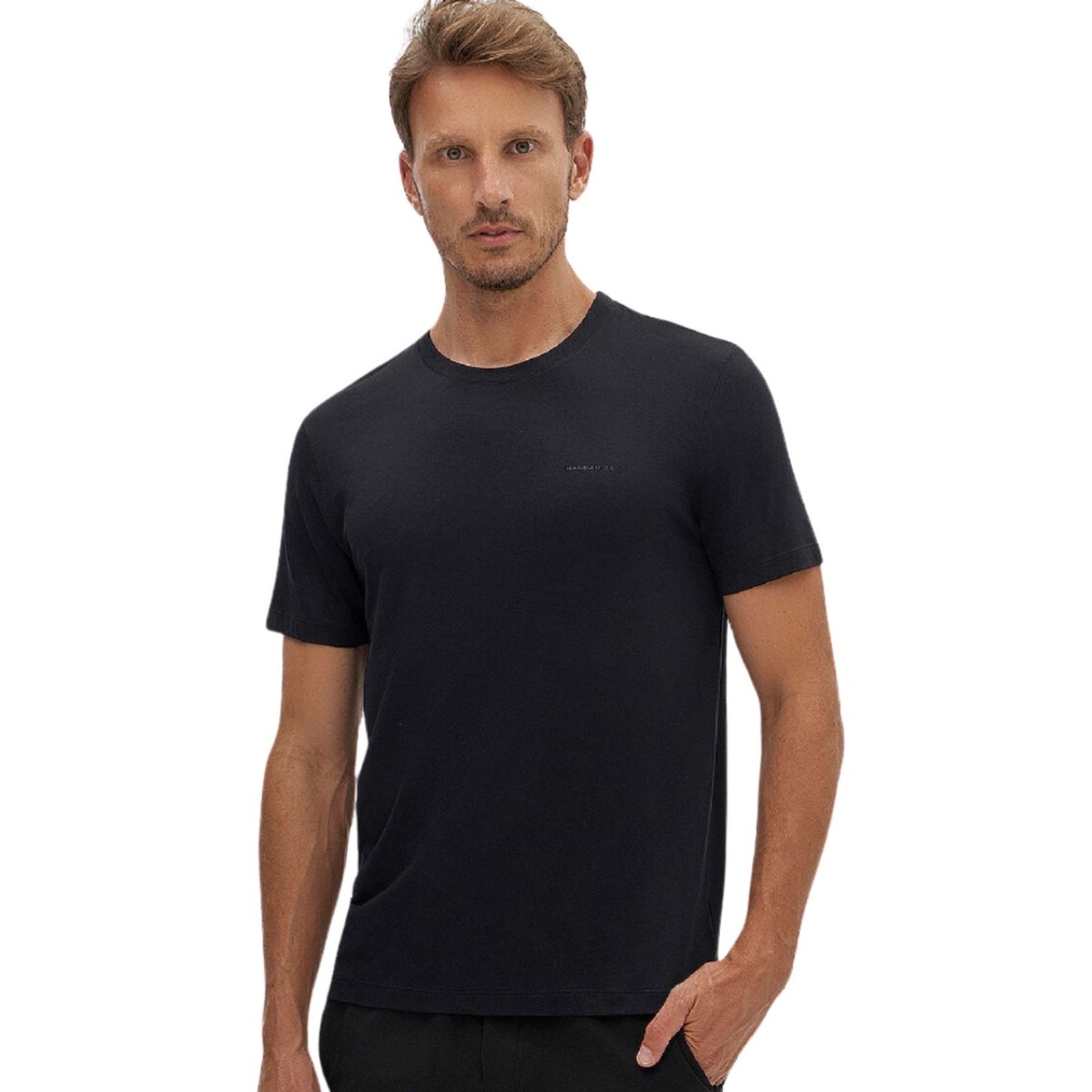 Vista 2 Camiseta Básica Masculina Malha Modal Hangar 33 cinza Hangar 33 cinza