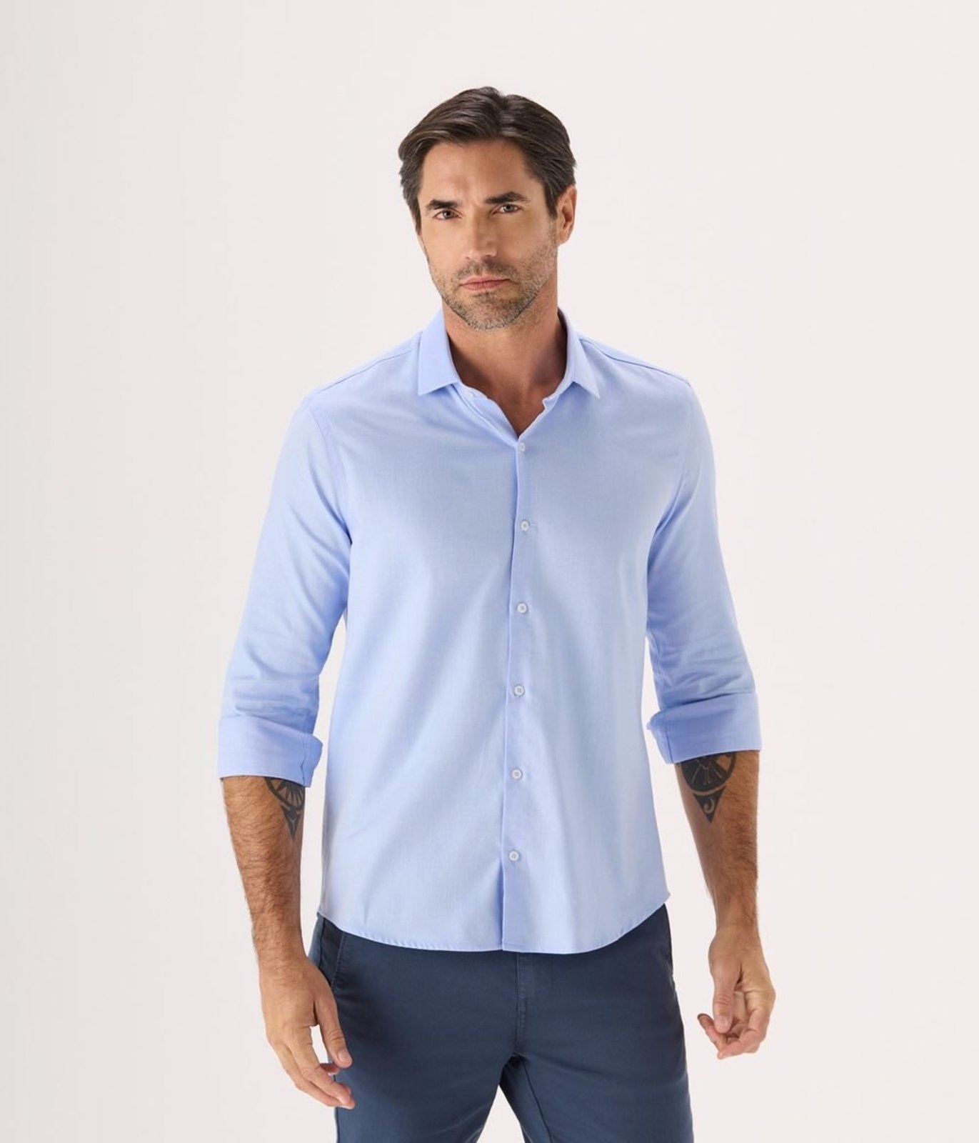 Camisa Business Makenji Slim Masculina Azul Claro