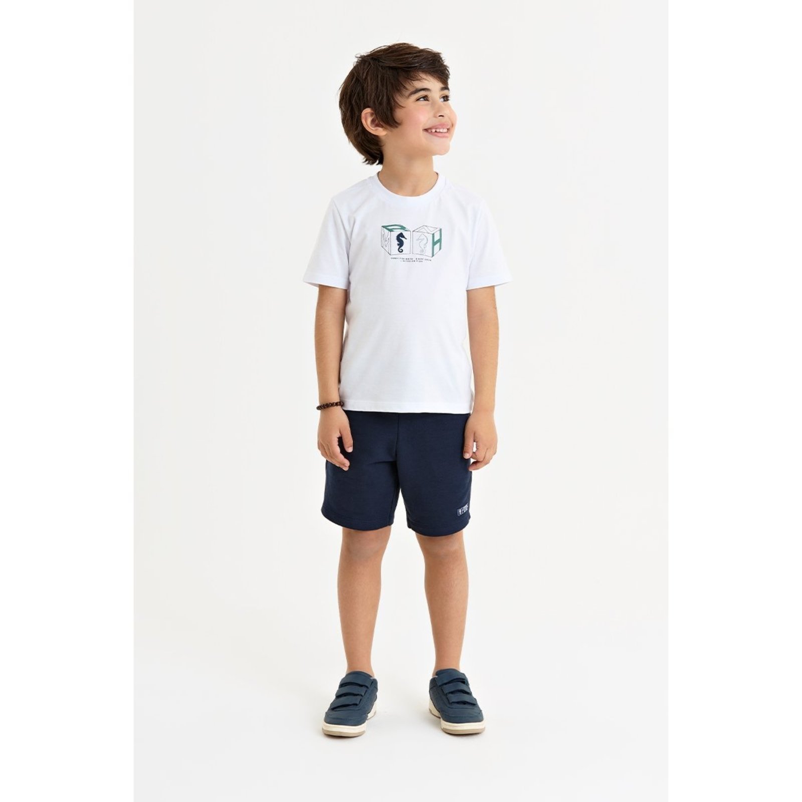 Infantil - Conjunto Masculino com Camiseta e Bermuda em Moletinho Confortável