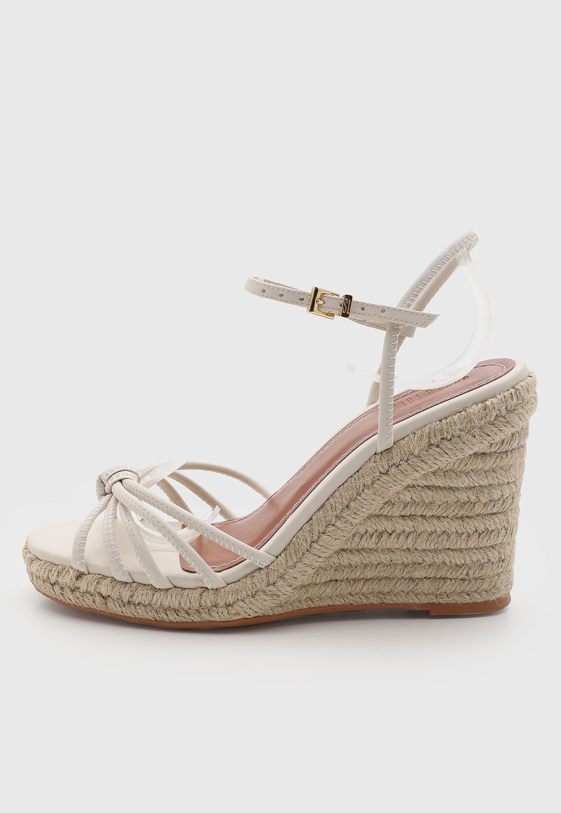 Sandália Feminina Santa Lolla Salto Anabela Off-white