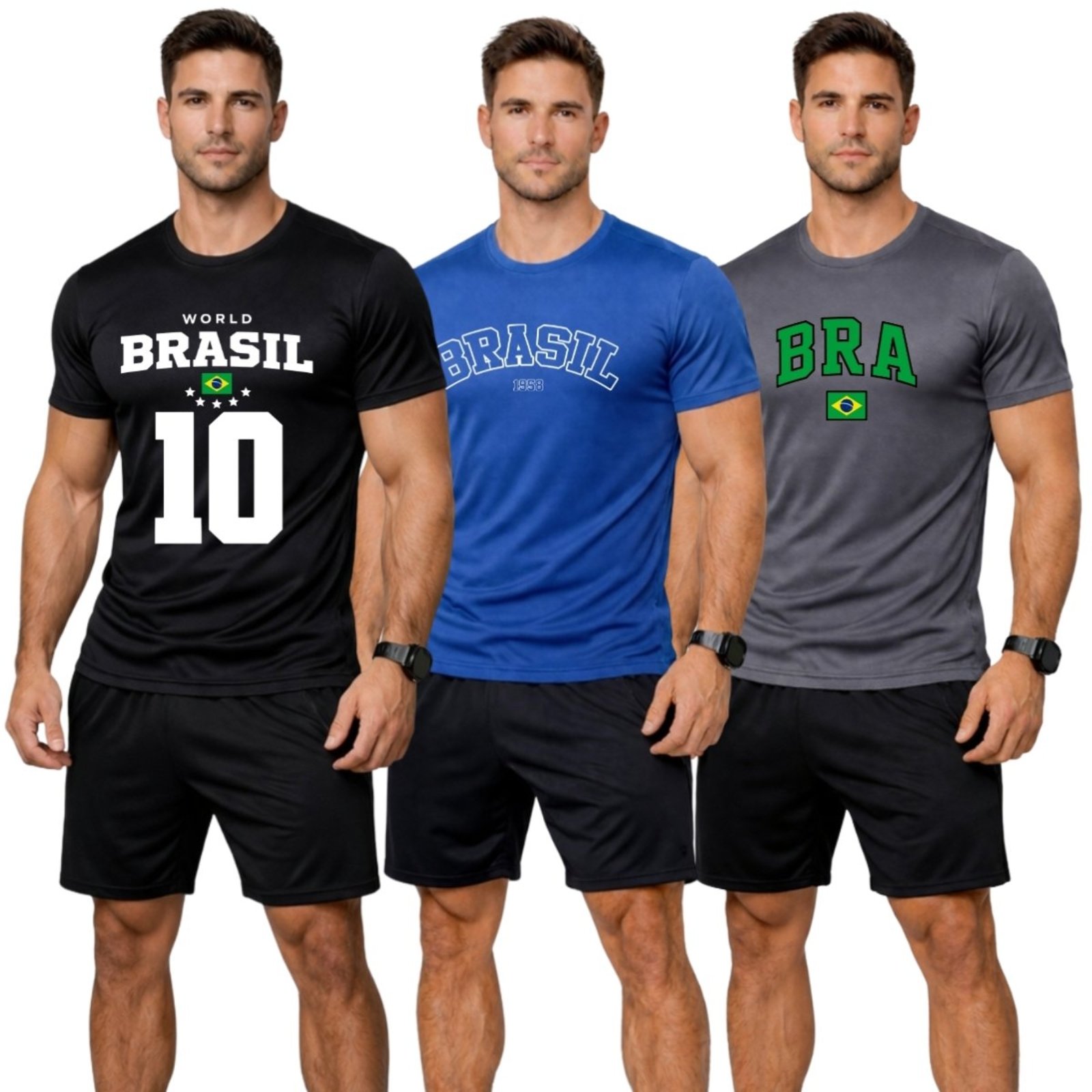 Kit 3 Camiseta Masculina Esportiva Dry Fit Camisa Gola Redonda Copa