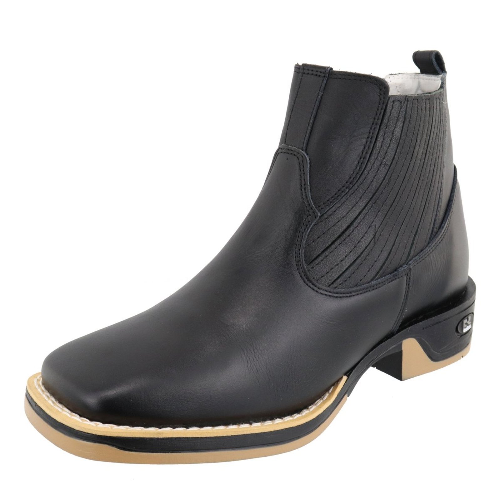 Bota Masculina RR Botas Couro Legítimo Country Rodeio Bico Quadrado Confortável Preto