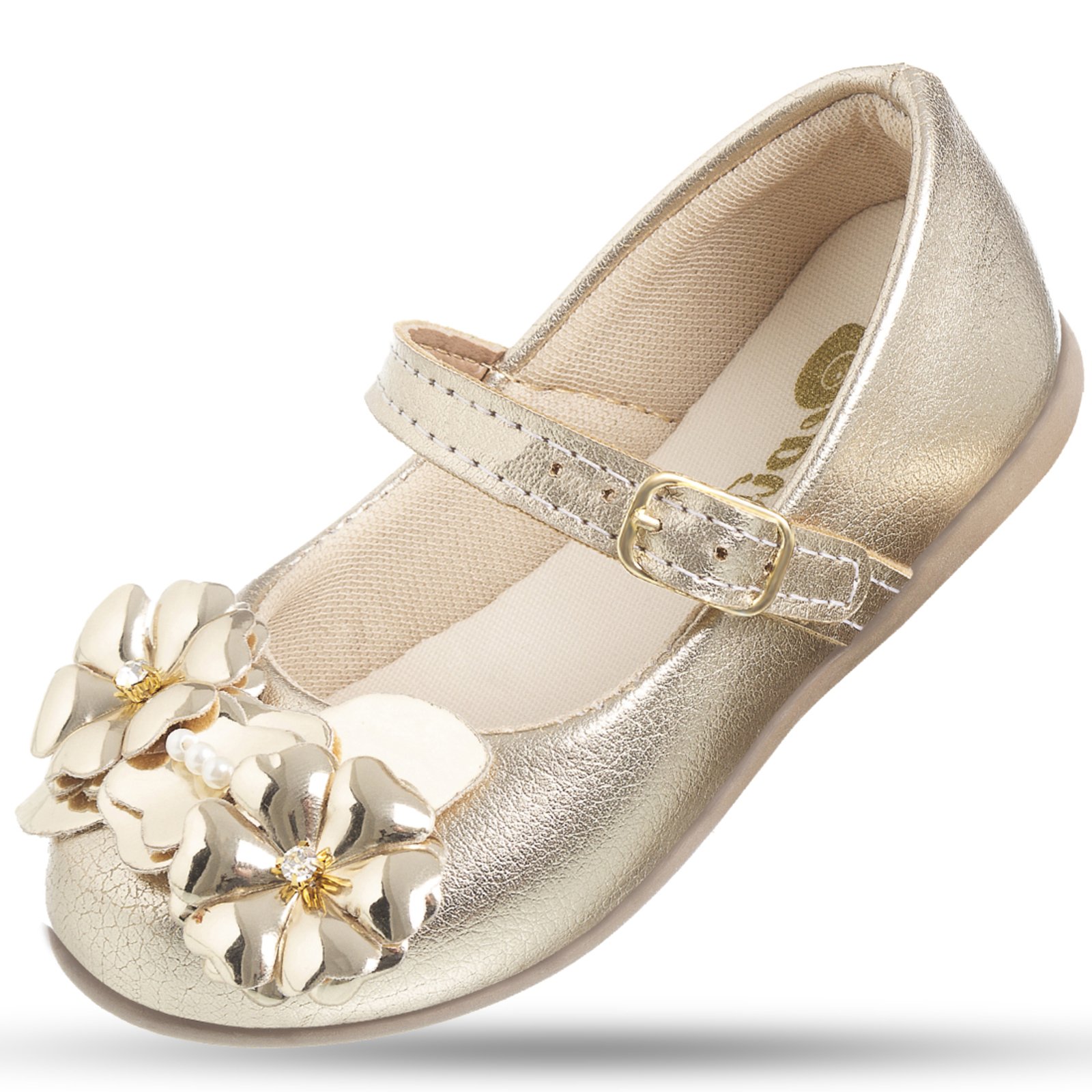 Infantil – Sapatilha Feminina Batizado Luxo Dourada Pepite