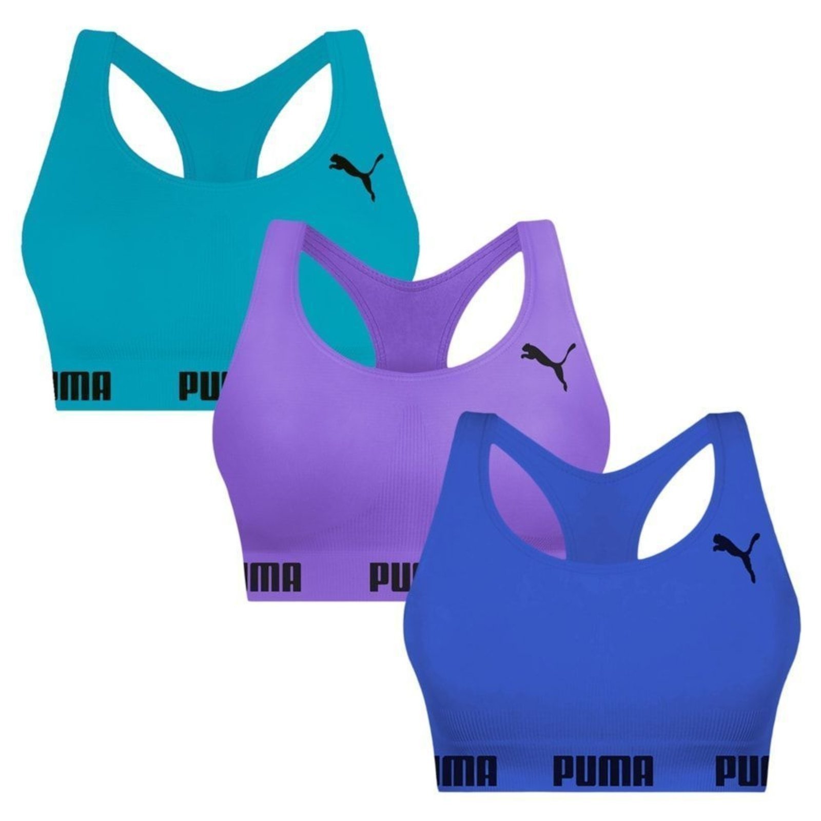 Kit 3 Tops Puma Nadador Sem Costura Feminino – Azul – puma