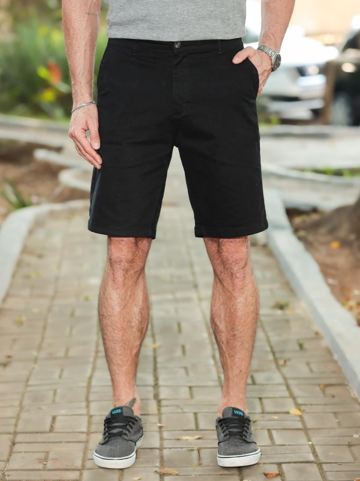 Bermuda Sarja Masculina Reduzy Alfaiataria Preta
