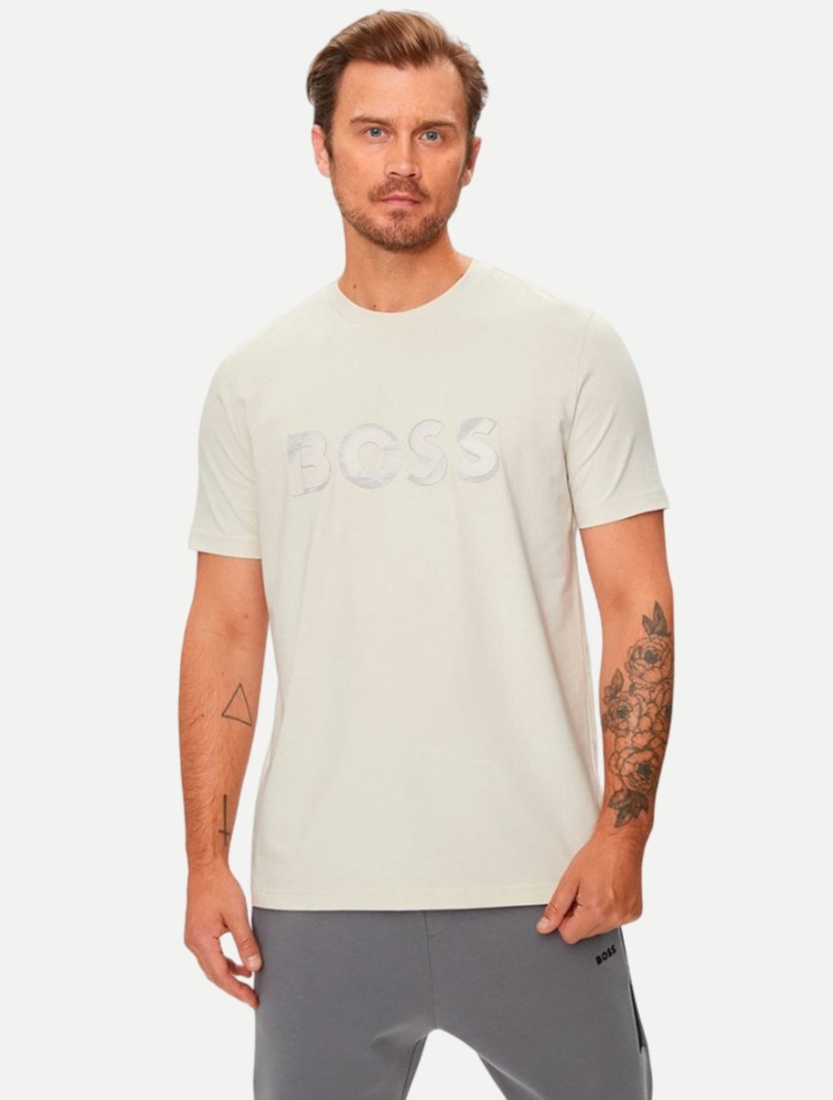 Camiseta Hugo Boss Regular Tee Jagged 1 Creme