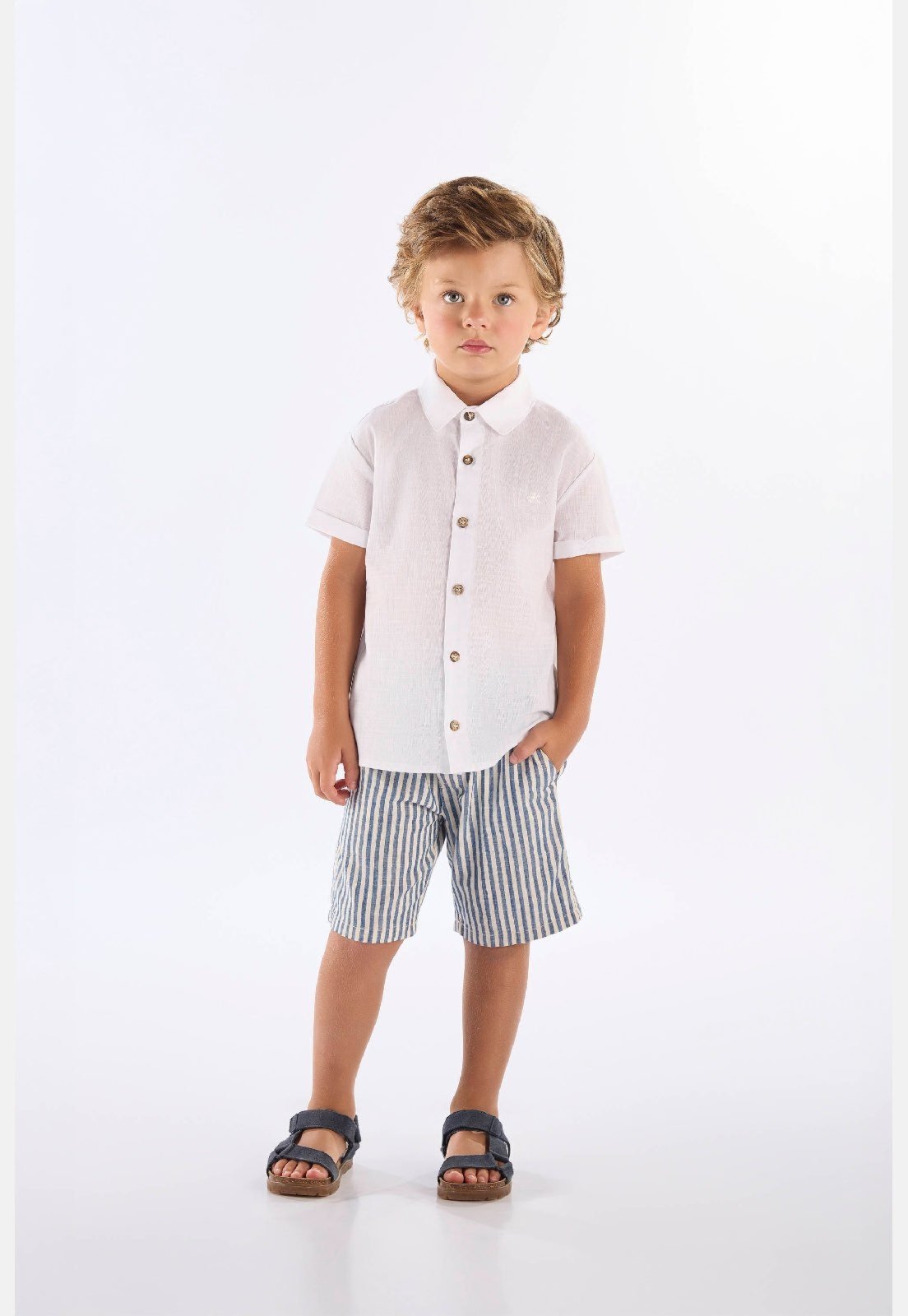 Infantil - Camisa em Algodão Voil para Menino Up Baby Branco