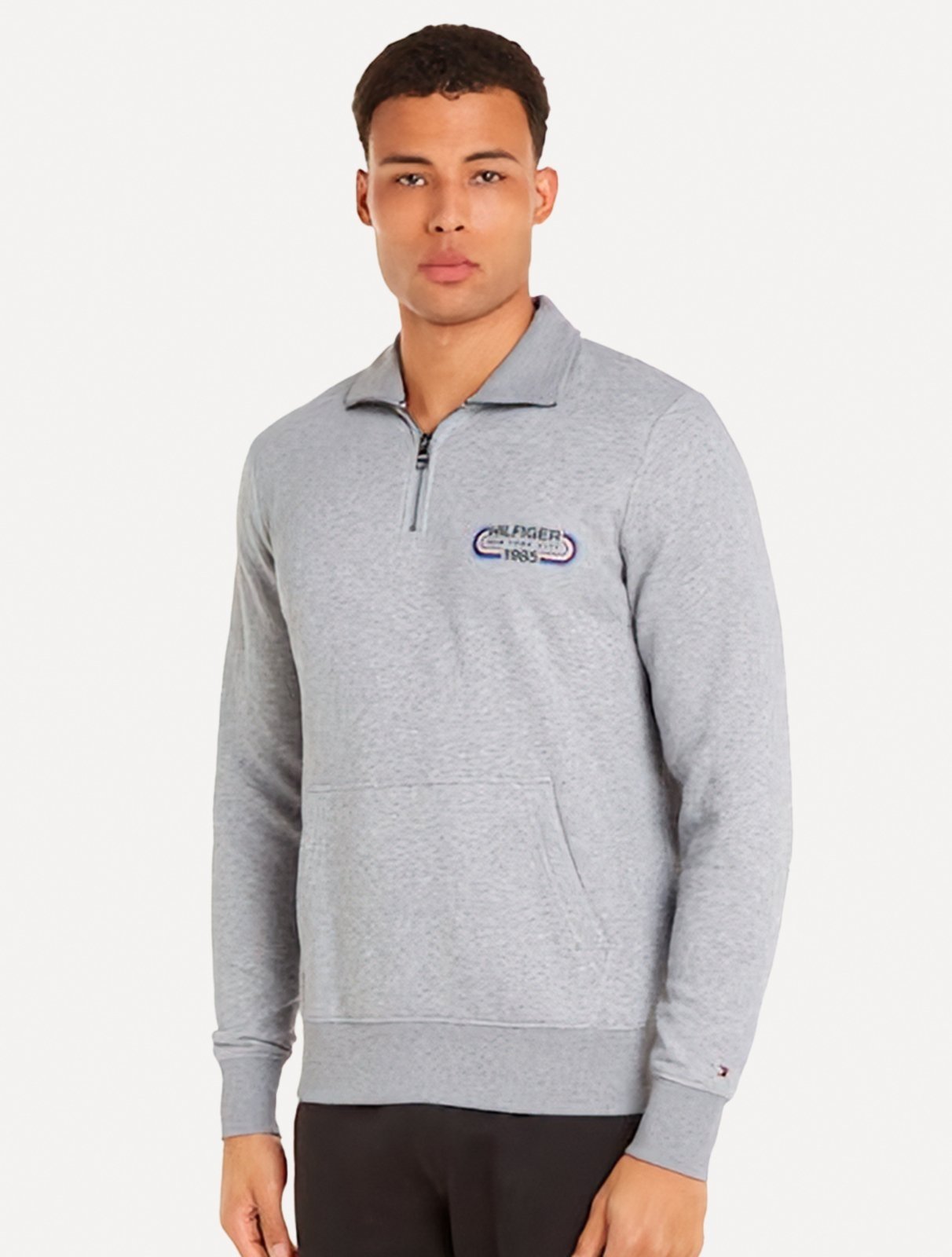 Moletom Tommy Hilfiger Masculino Track Graphic Half Zip Cinza Mescla