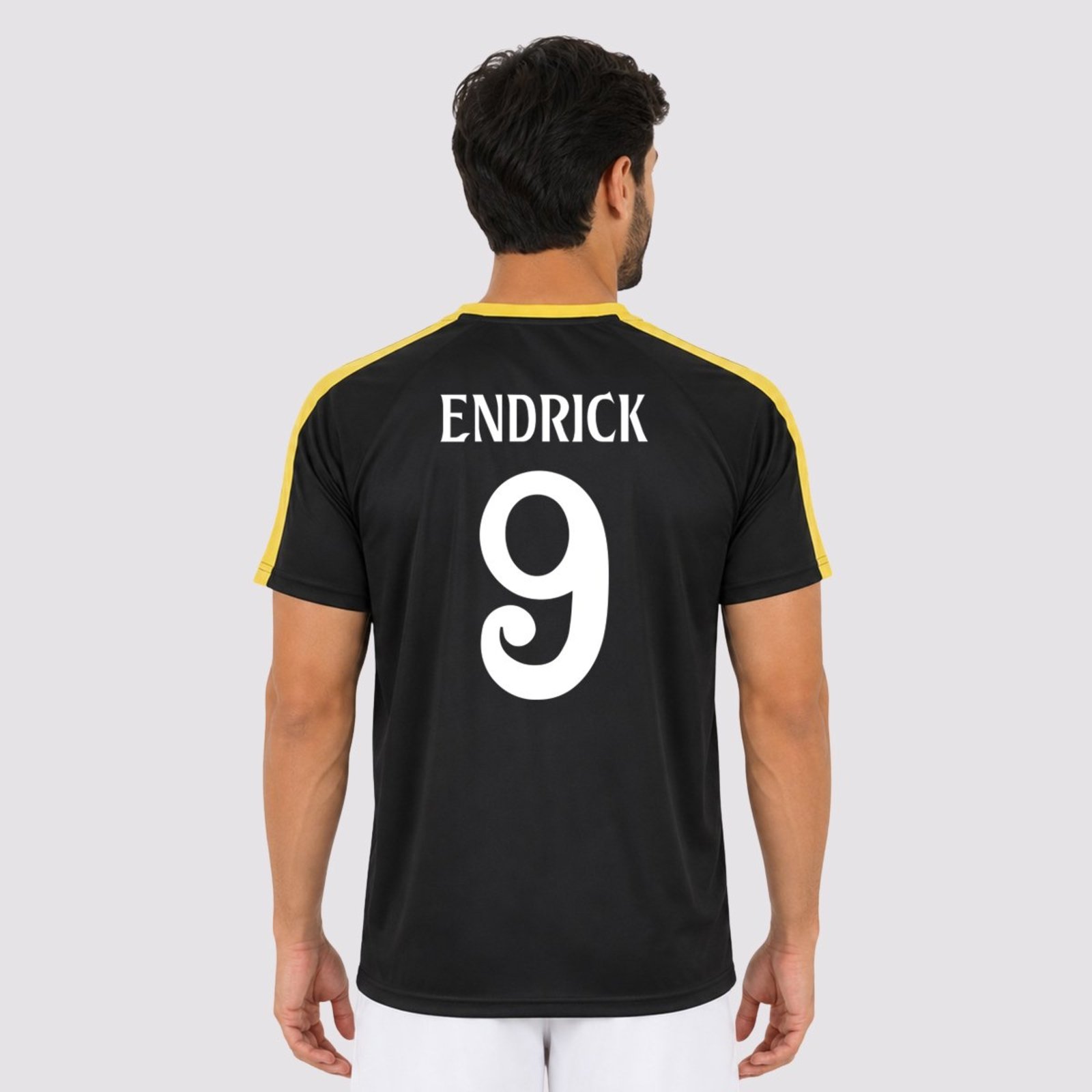 Camisa Real Madrid Campeones Preta 9 Endrick