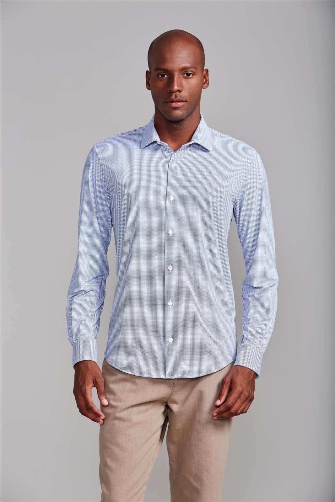 HIGHSTIL Camisa Tecnocomfy Slim Fit Listrada – Azul