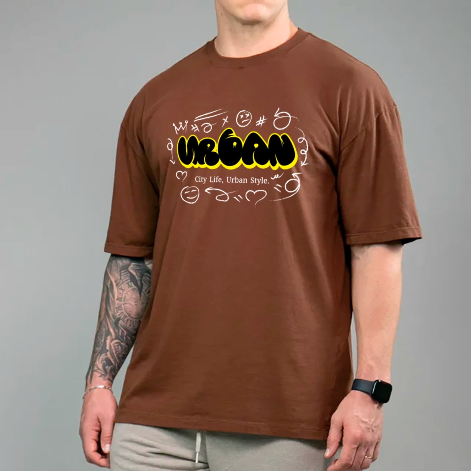 Camiseta Ousy Unissex Urban City Life Básica Marrom