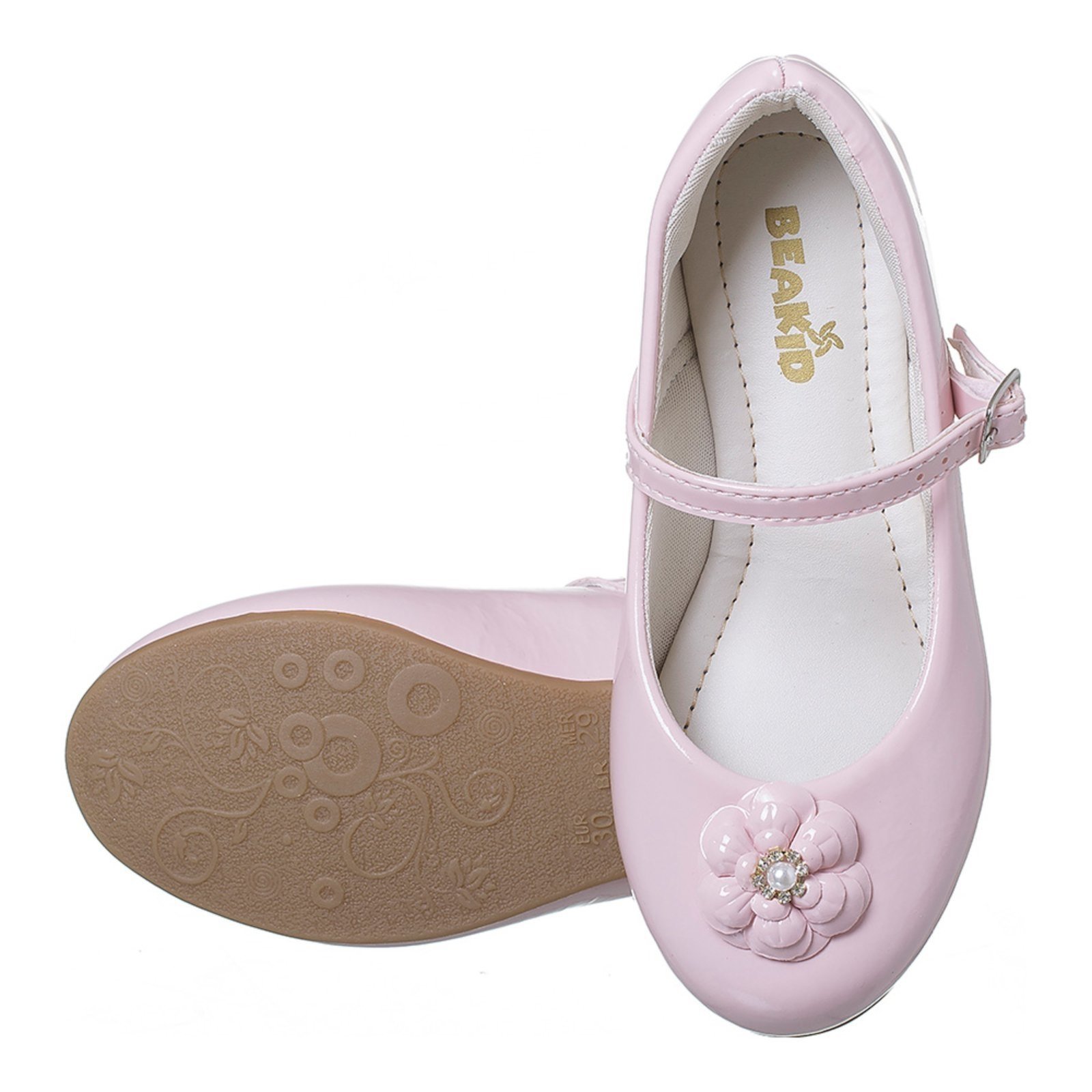 Infantil – Sapatilha Feminina Menina Boneca Com Enfeite Flor Conforto Social Rosa