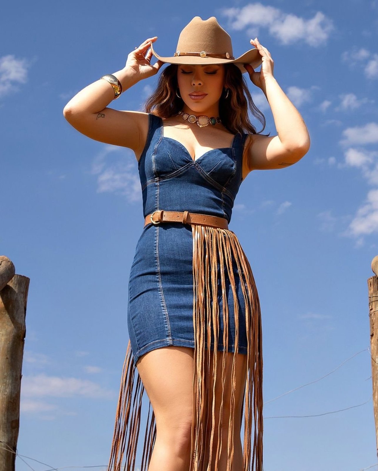 Vestido Jeans Feminino Curto 24930 Escura Consciência