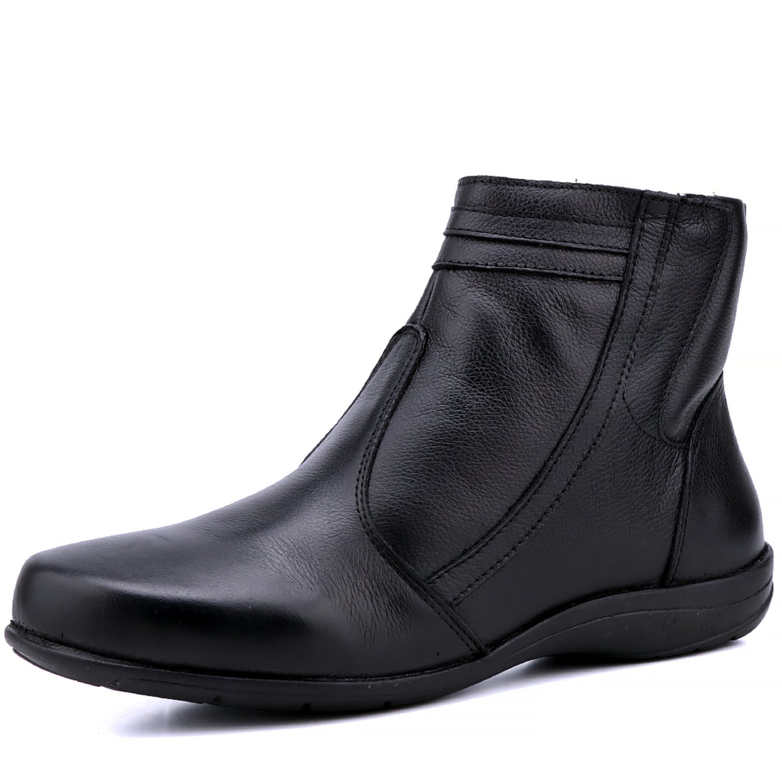 Vista 2 Bota Rasteira Mr. Gutt Cano Curto Couro Preta preto preto