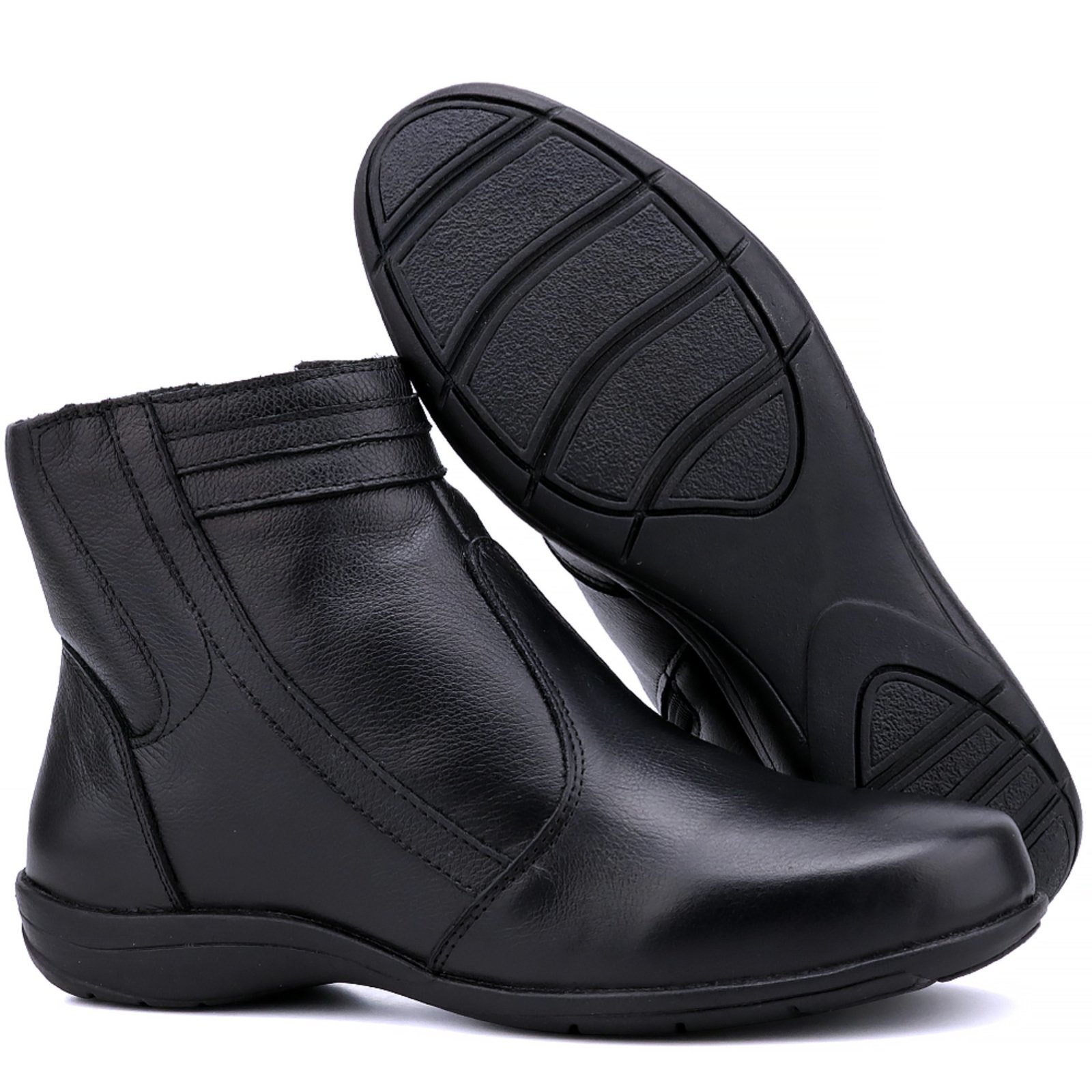 Vista 3 Bota Rasteira Mr. Gutt Cano Curto Couro Preta preto preto