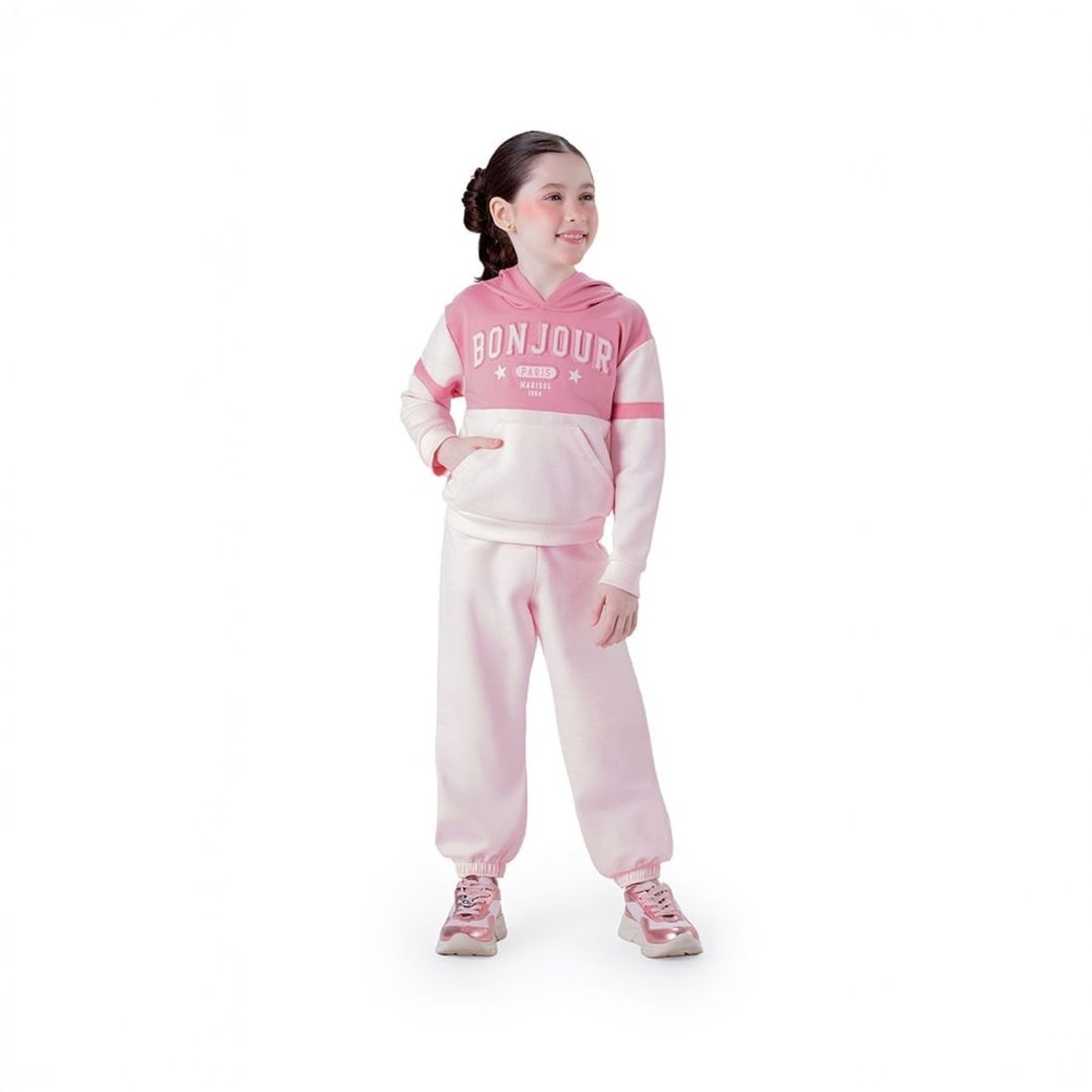Infantil - Conjunto Longo Bonjour Moletom Menina Marisol
