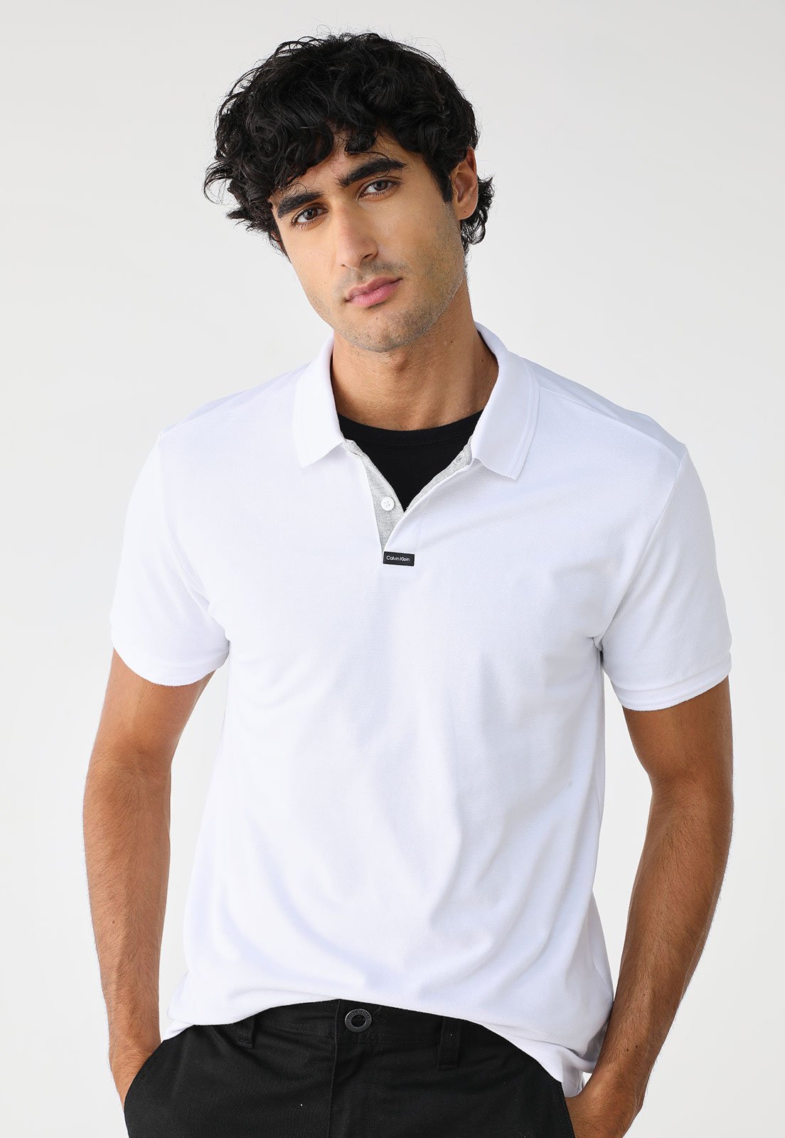 Camisa Polo Calvin Klein Reta Premium Branca