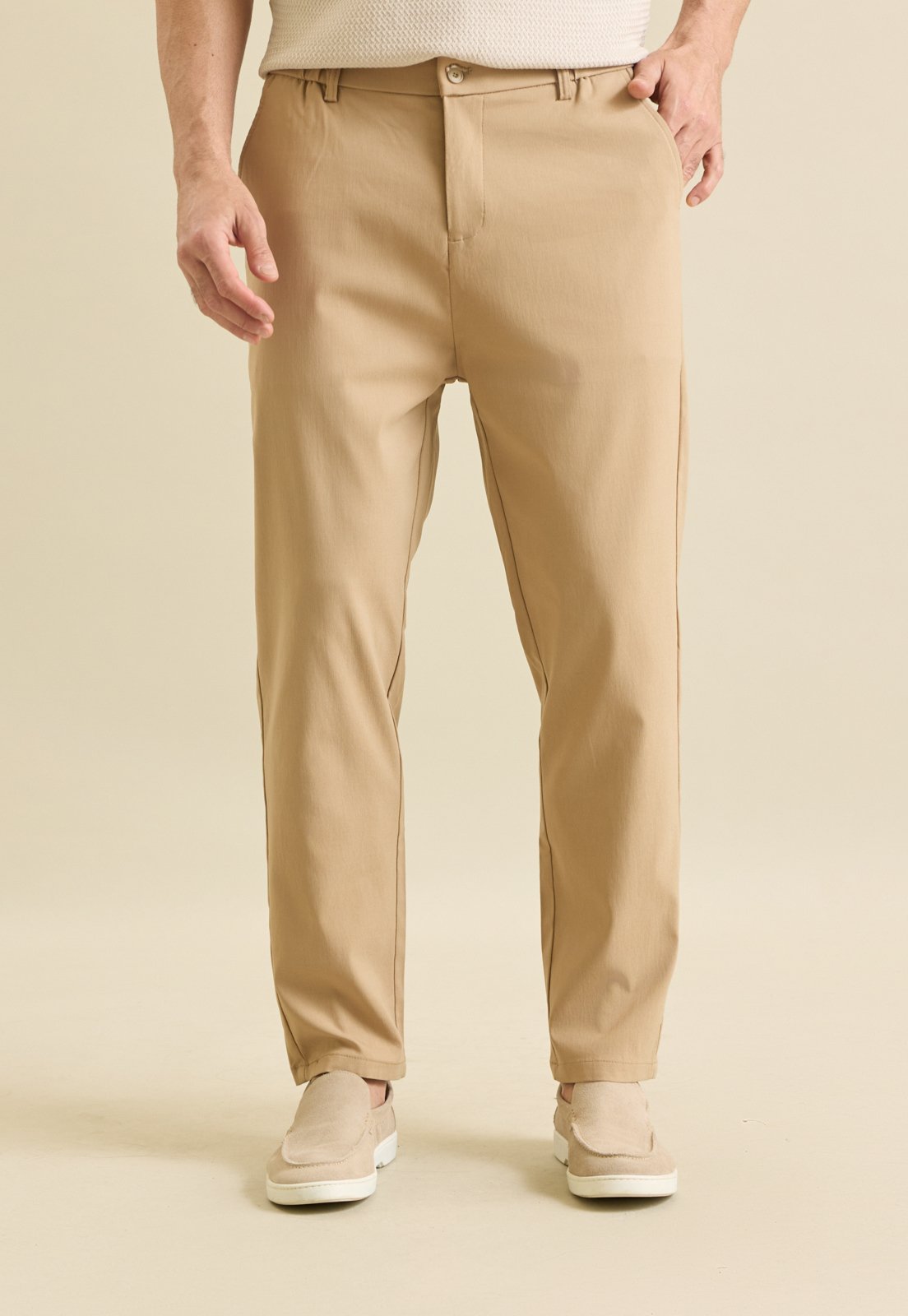Calça Alfaiataria Masculina Social Slim Color Dialogo Mocha