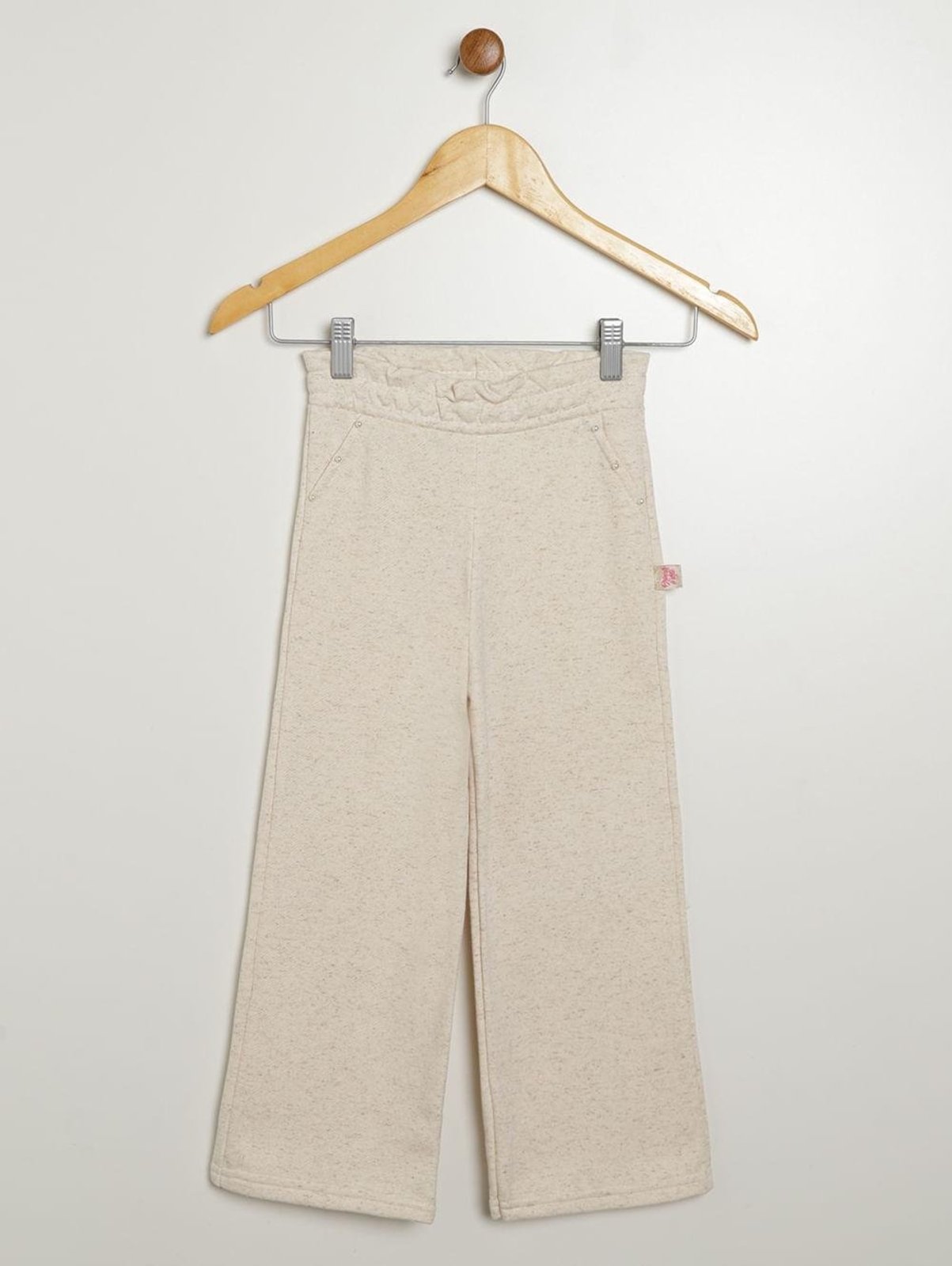 Infantil - Calça Moletom Wide Clochard Para Menina - NATURAL